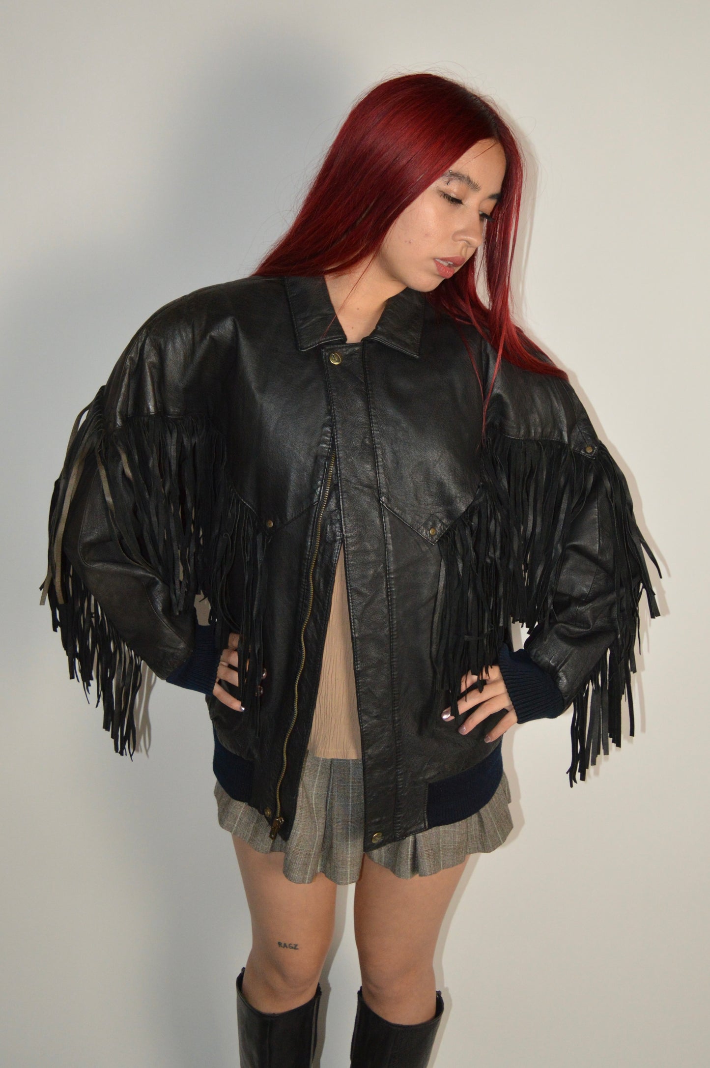 Vintage Fox Run Fringed Leather Jacket