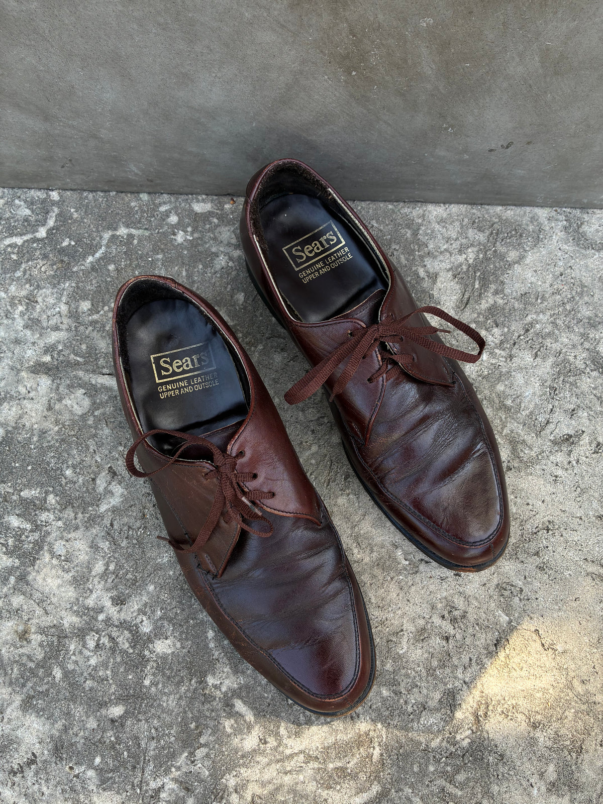 Vintage 1970s Brown Sears Leather Oxford Shoes