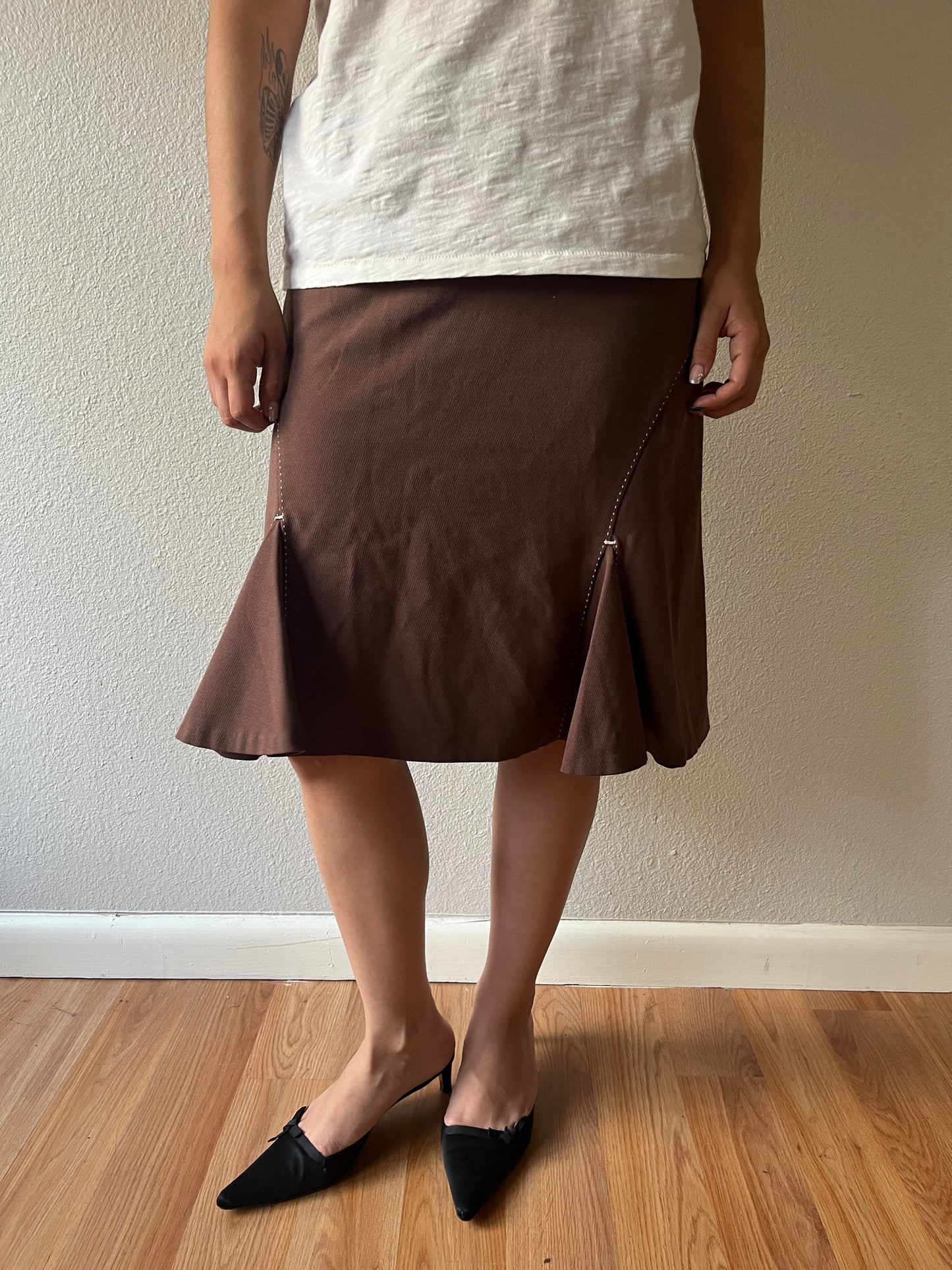 Vintage Brown Midi Skirt