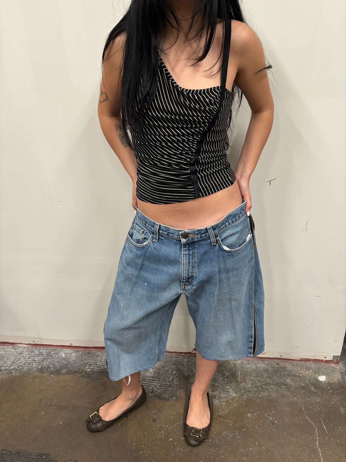 Eddie Bauer Denim Jorts W/ Zipper