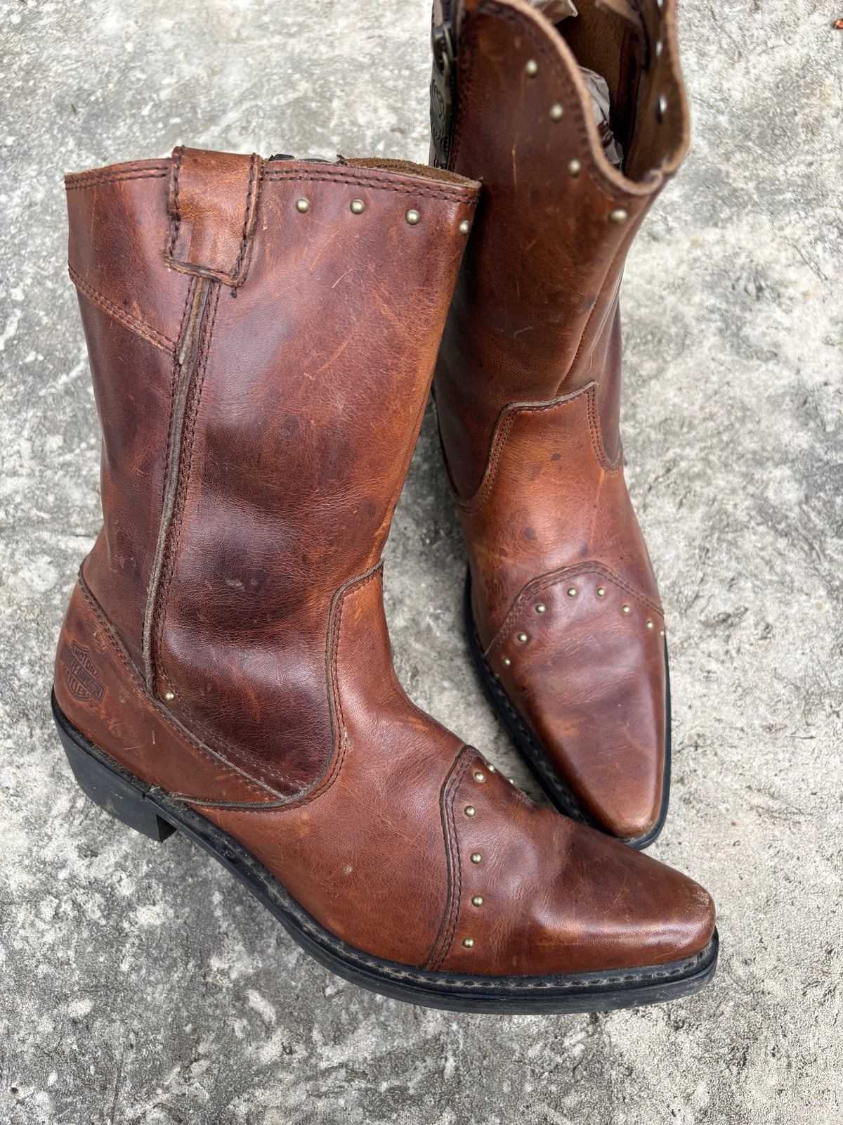 Vintage Harley Davidson Studded Pointed Boots
