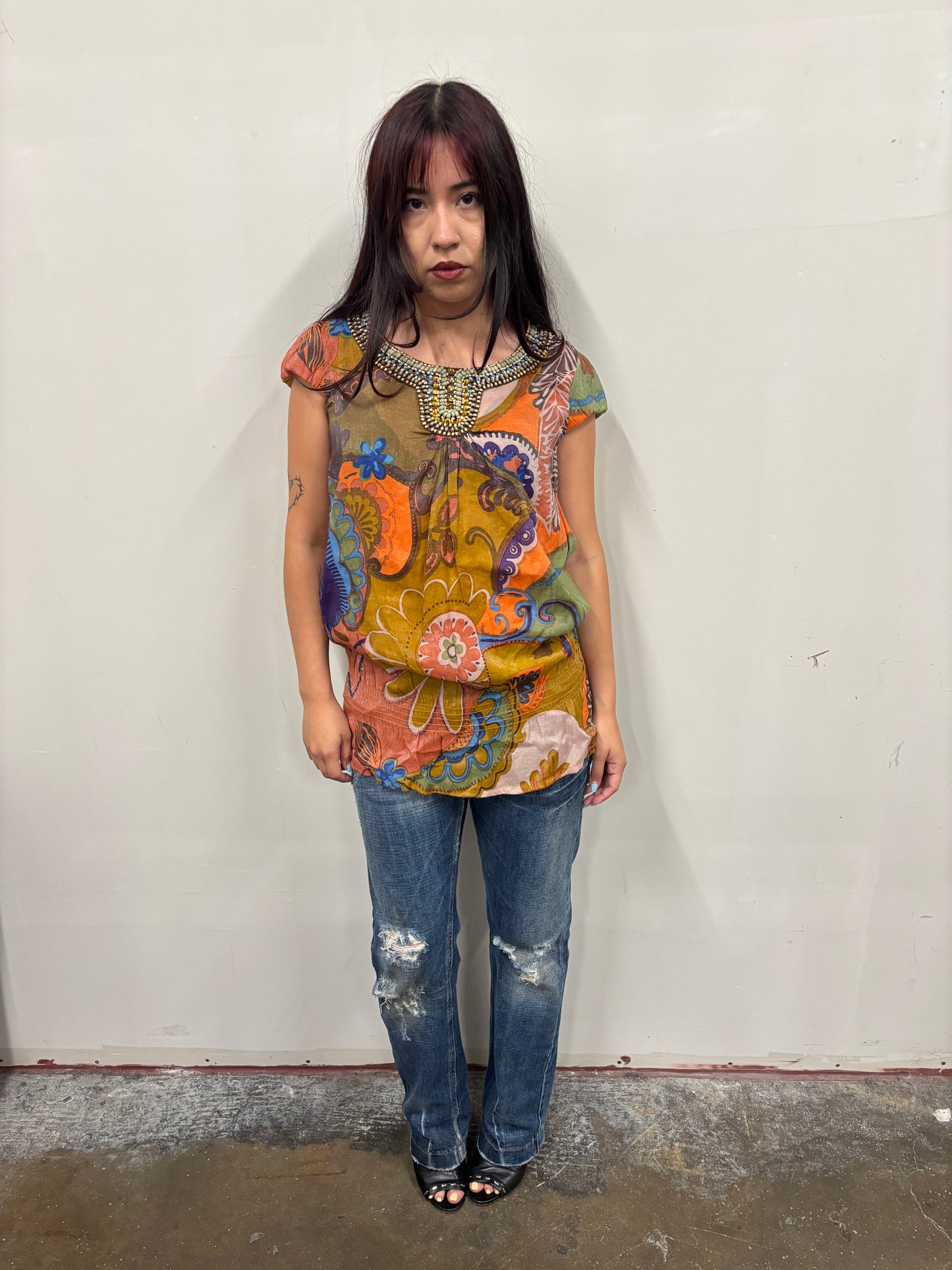 Paisley Top W/ Beaded Detail