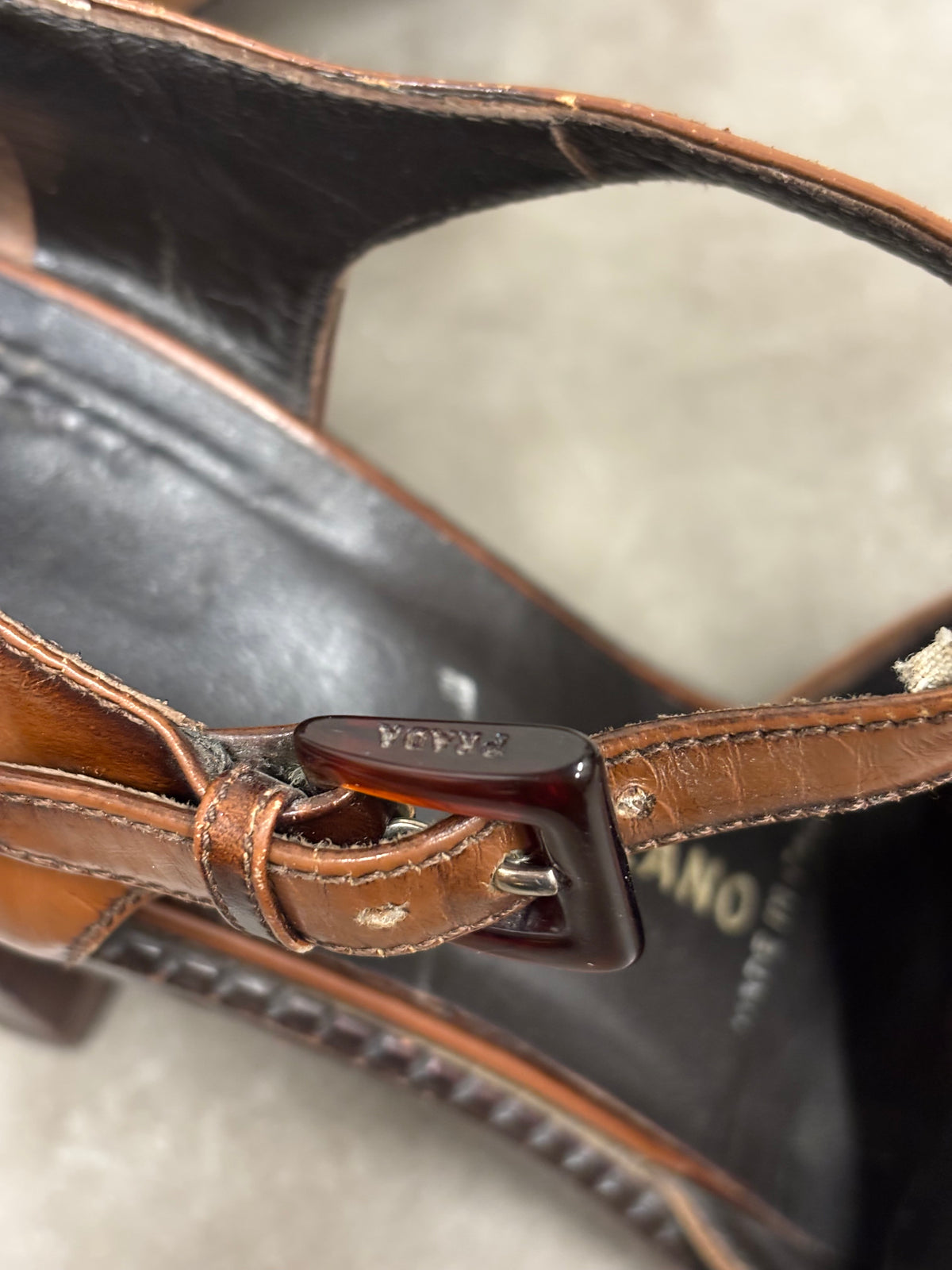 Vintage Prada Brown Leather Mary Jane Heels