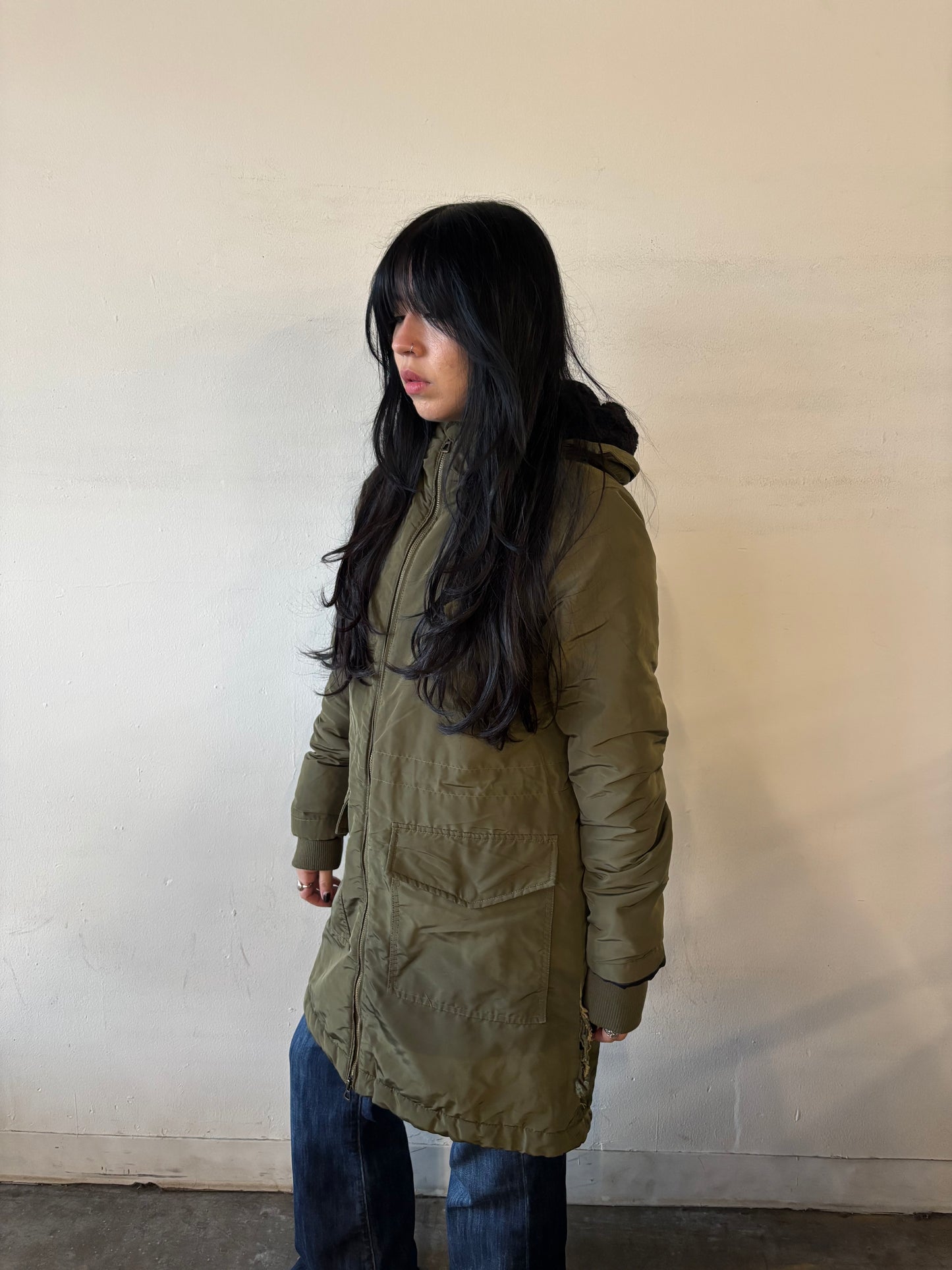 Vintage Gap Fur Green Parka Coat