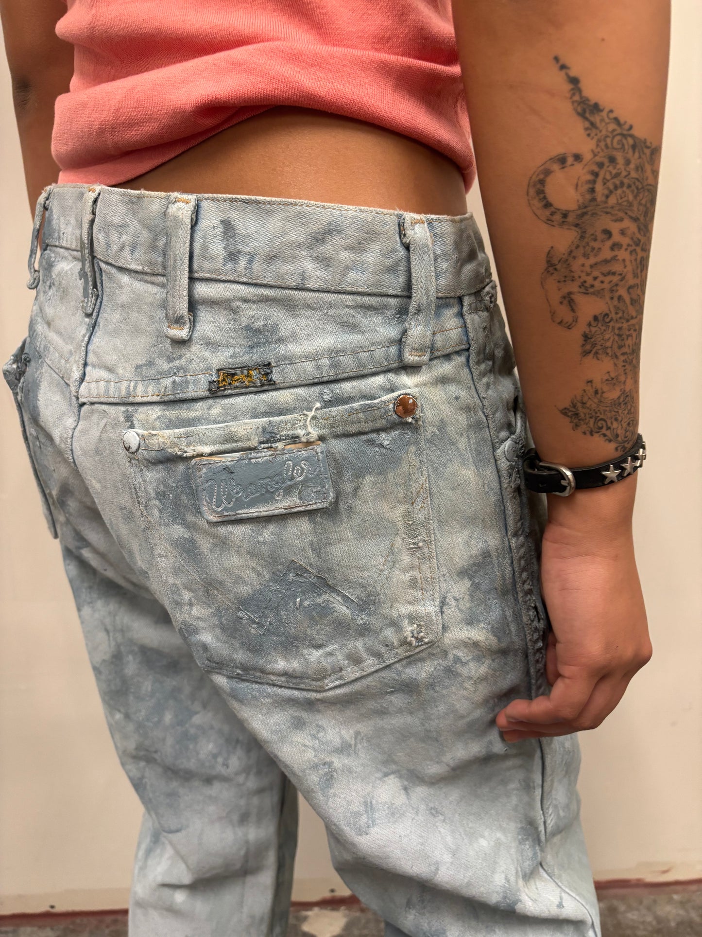 Vintage Wrangler Hand Painted Blue Jeans
