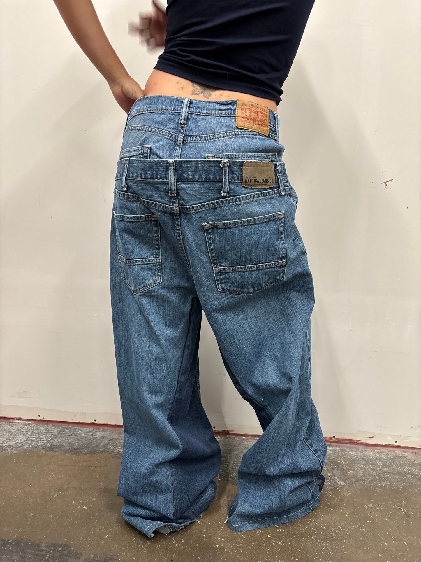 Reworked Double Denim Jeans