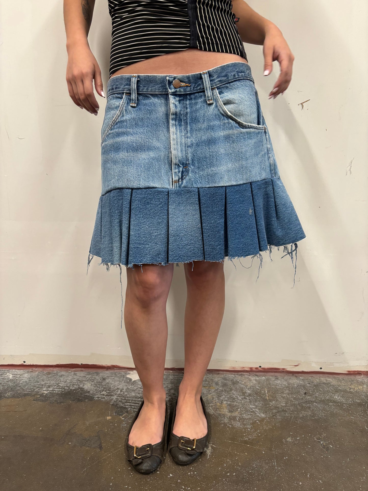 Reworked Double Denim Skirt