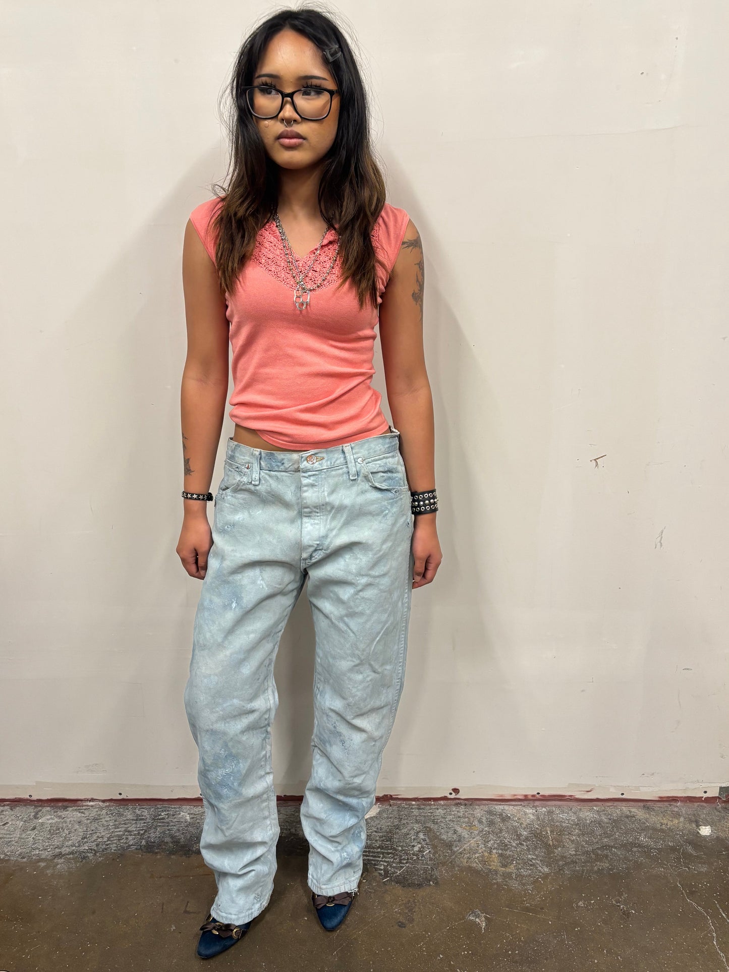 Vintage Wrangler Hand Painted Blue Jeans