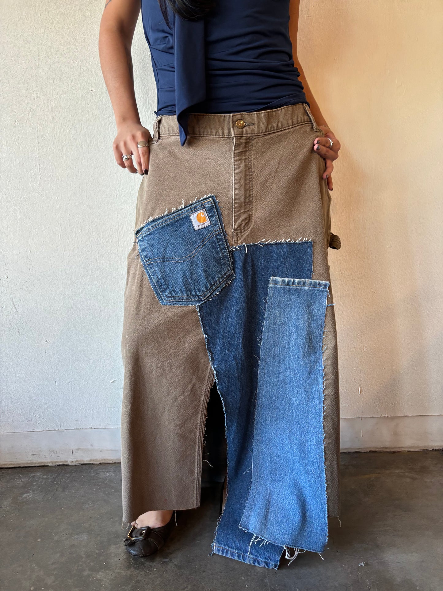 Reworked Carhartt Patchwork Denim Skirt