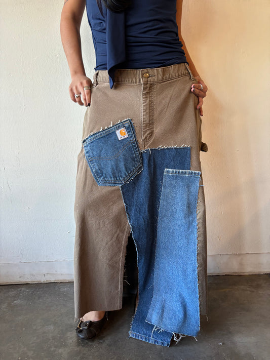 Reworked Carhartt Patchwork Denim Skirt