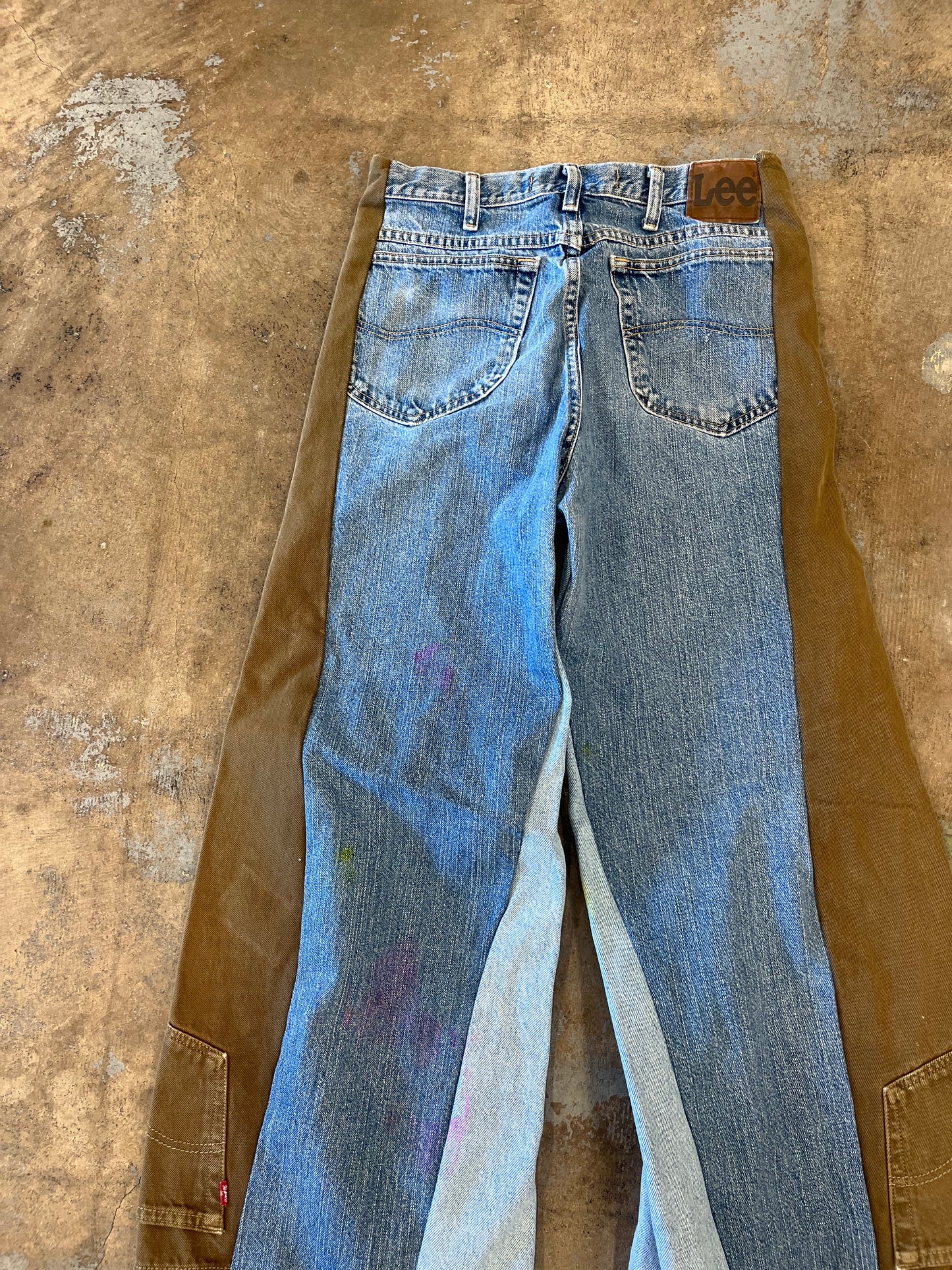 Reconstructed Lee Wide Denim Jeans