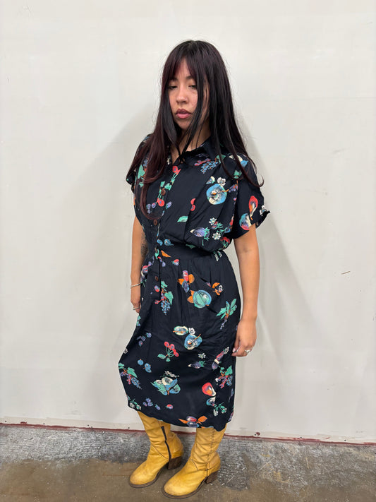 Vintage Fruit Print Dress