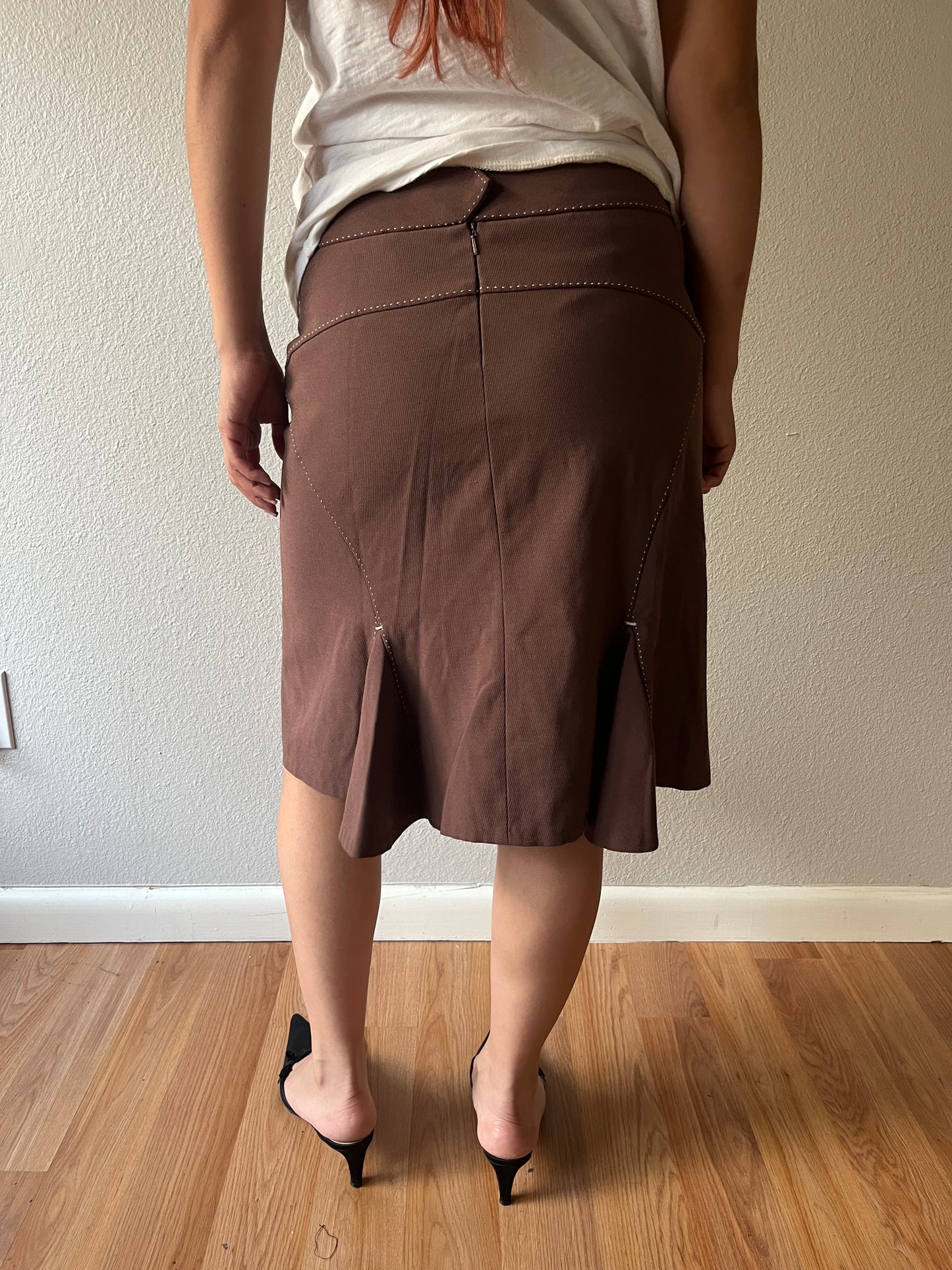 Vintage Brown Midi Skirt