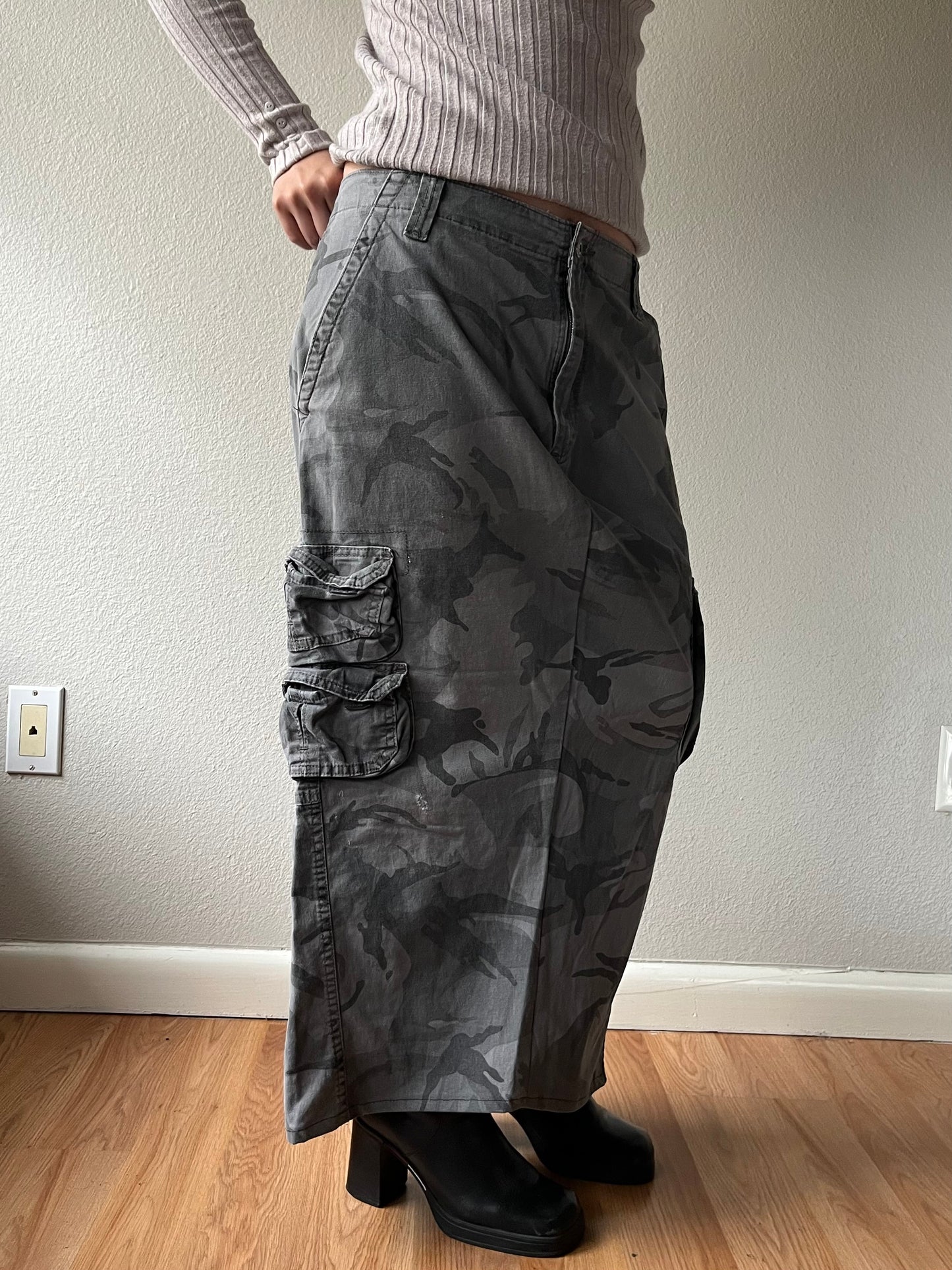 Grey Camo Wrangler Maxi Skirt