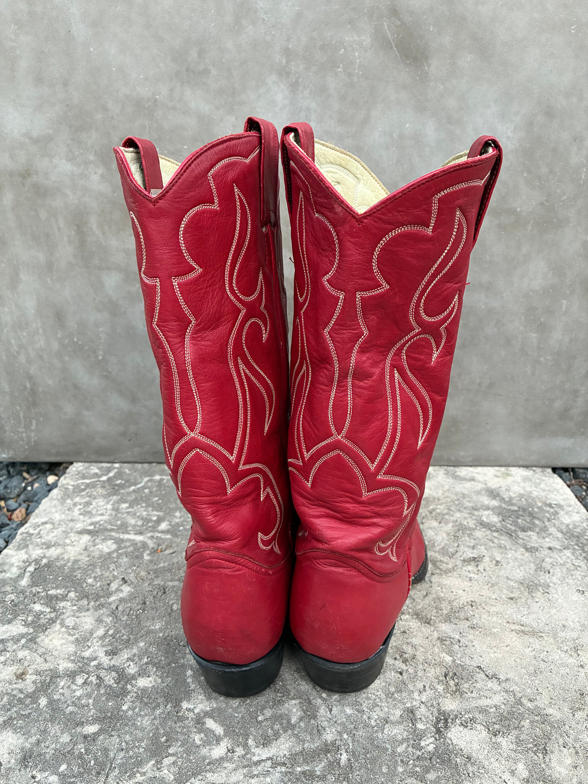 Vintage 1980s Larry Mahan Red Leather Cowboy Boots