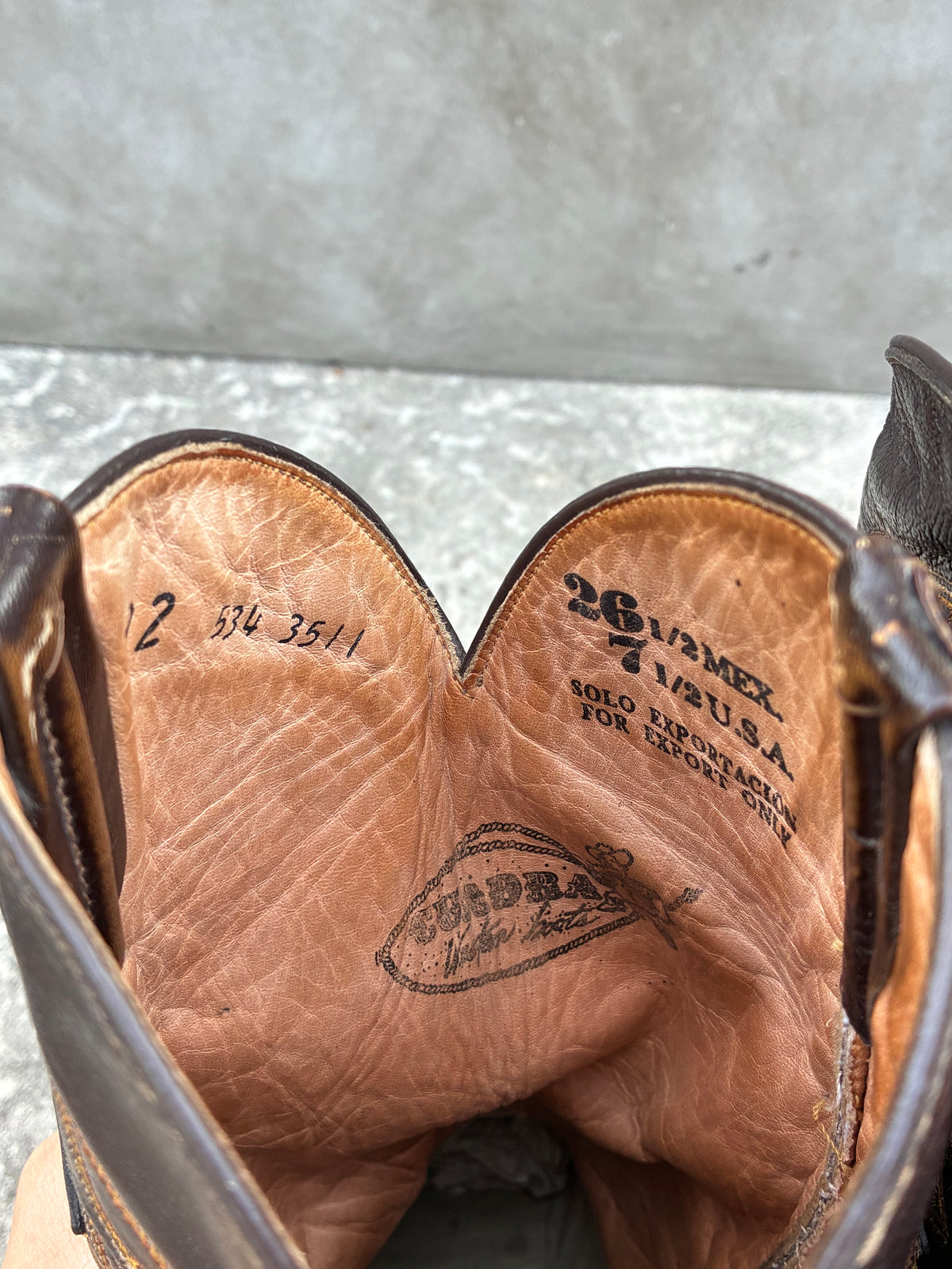 Vintage 1990s Cuadra Eel Brown Leather Cowboy Boots
