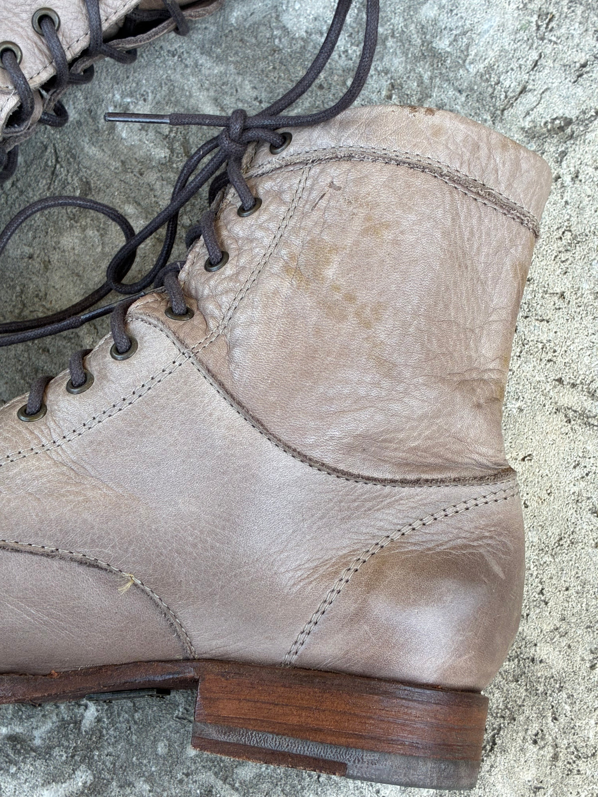Vintage Frye Lace Up Grey Boots