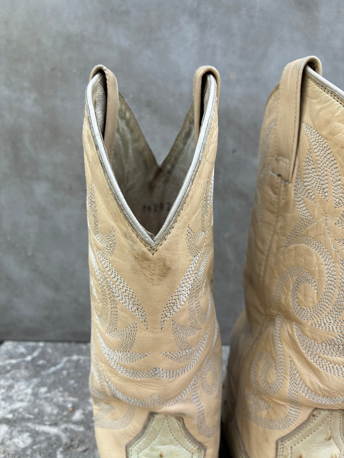 Vintage 1990s Red Diamond Ostrich Cowboy Boots