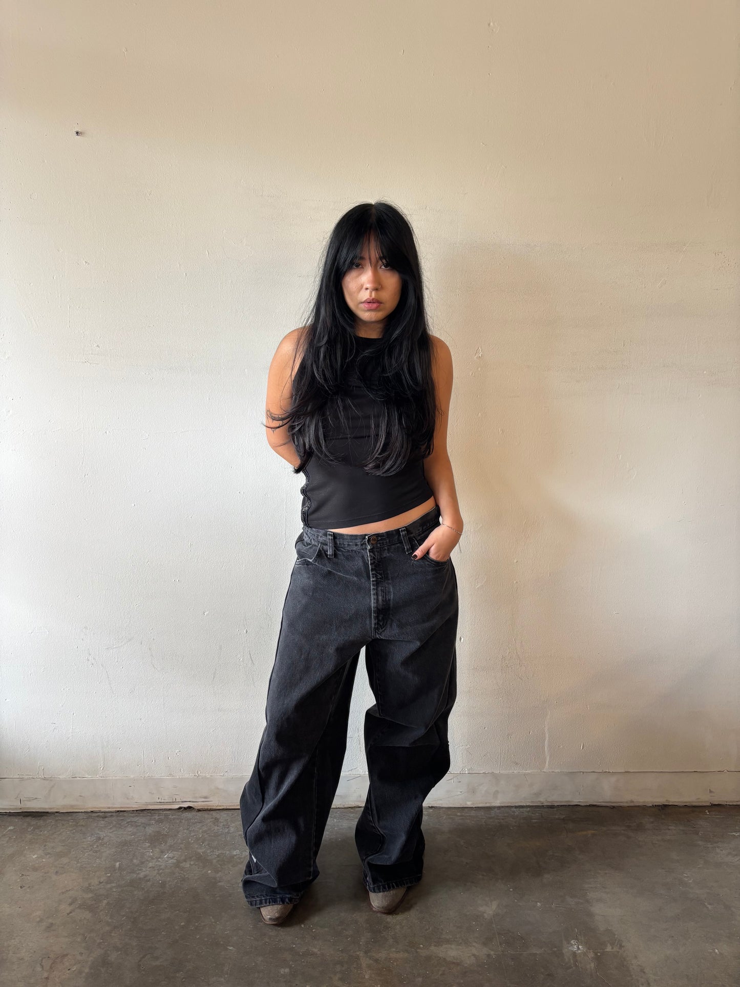 Reworked Black Split Jeans