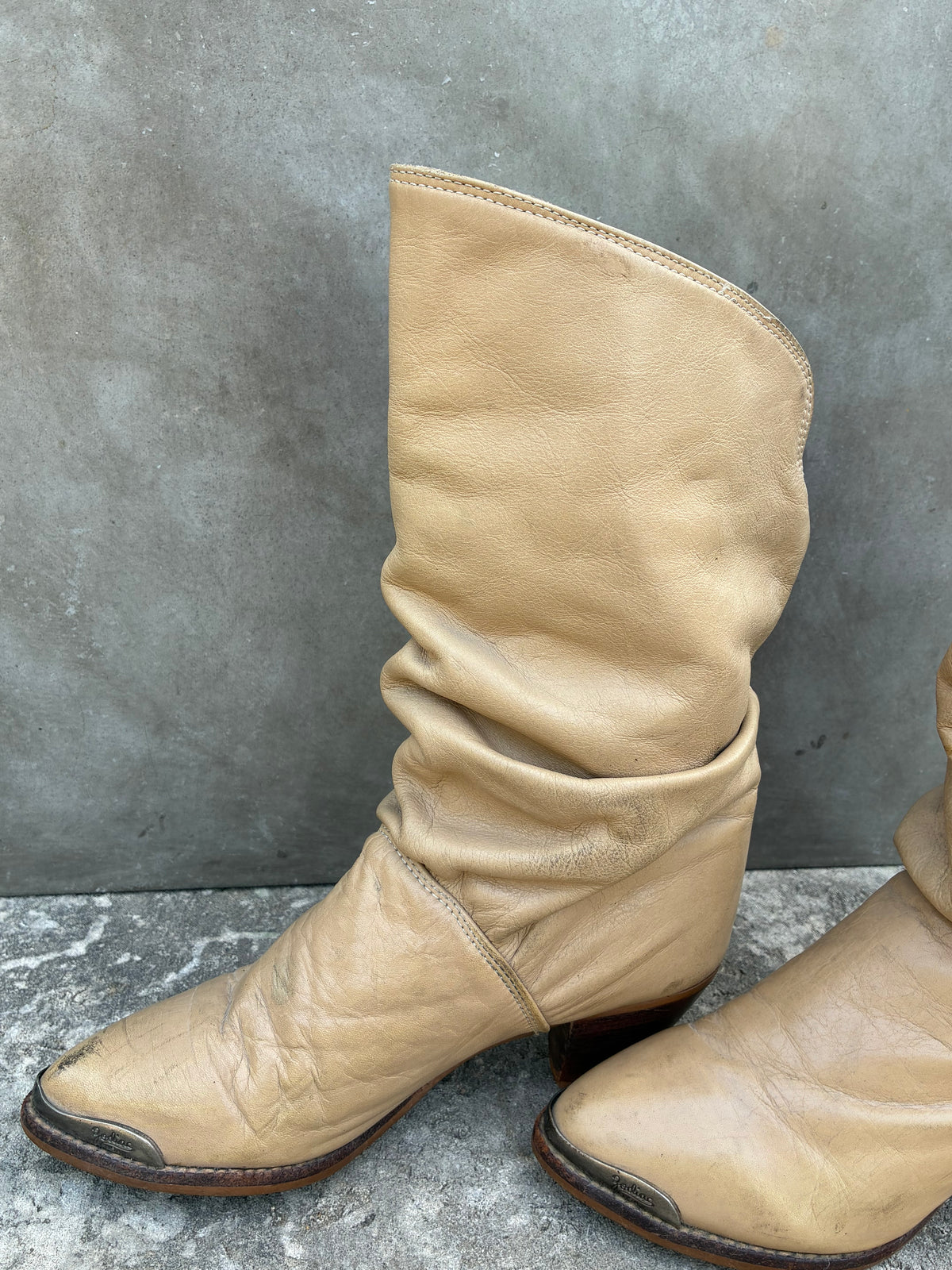 Vintage 1980s Zodiac Metal Toe Ankle Slouchy Boots