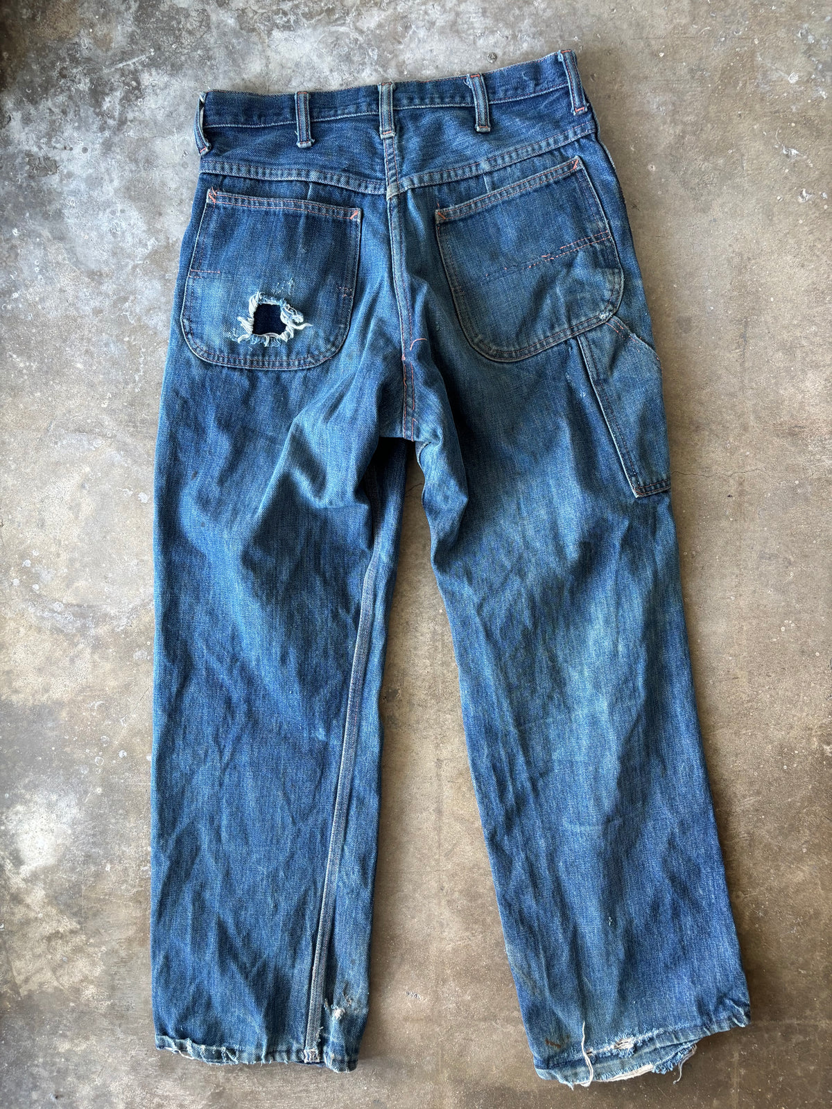 Vintage 1970s Big Mac Distressed Faded Repaired Denim Jeans