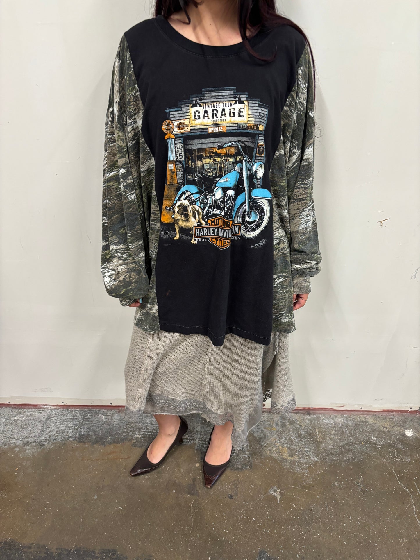 Reworked Harley Davidson Camo Shirt