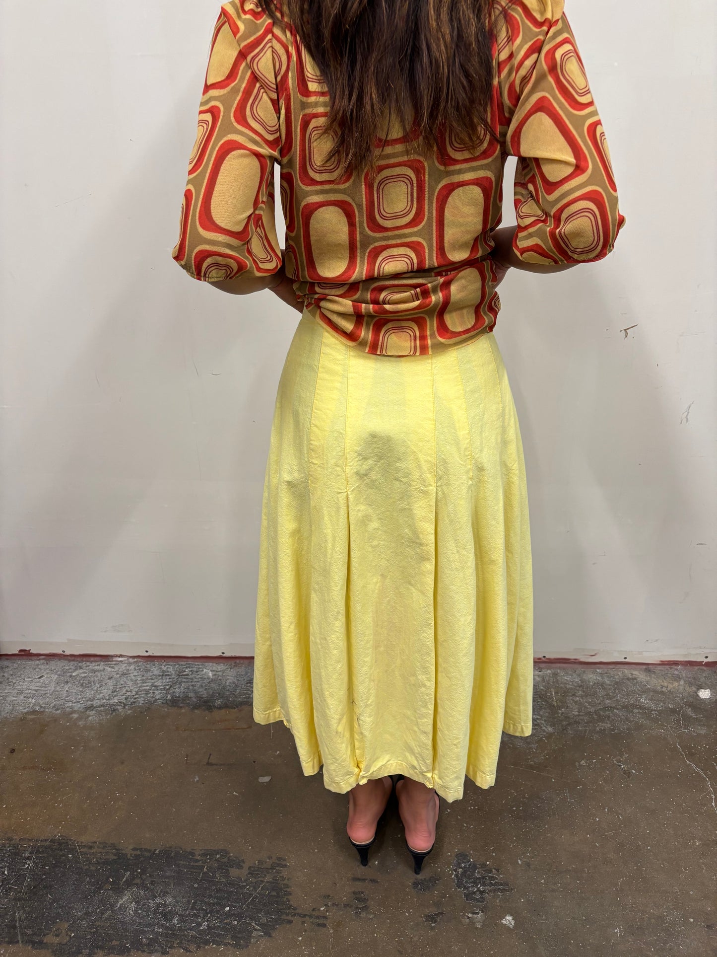 Yellow Pleated Skirt