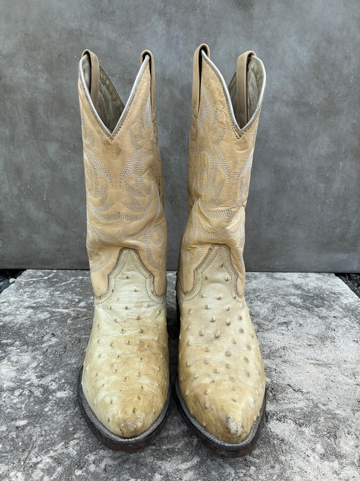 Vintage 1990s Red Diamond Ostrich Cowboy Boots