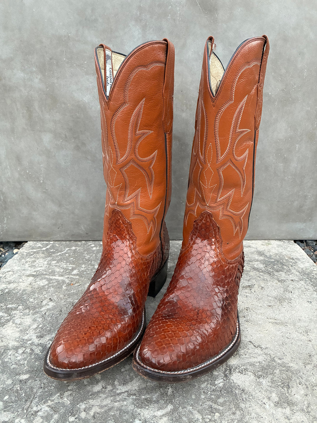 Vintage 1970s California Anaconda Snake Skin Cowboy Boots