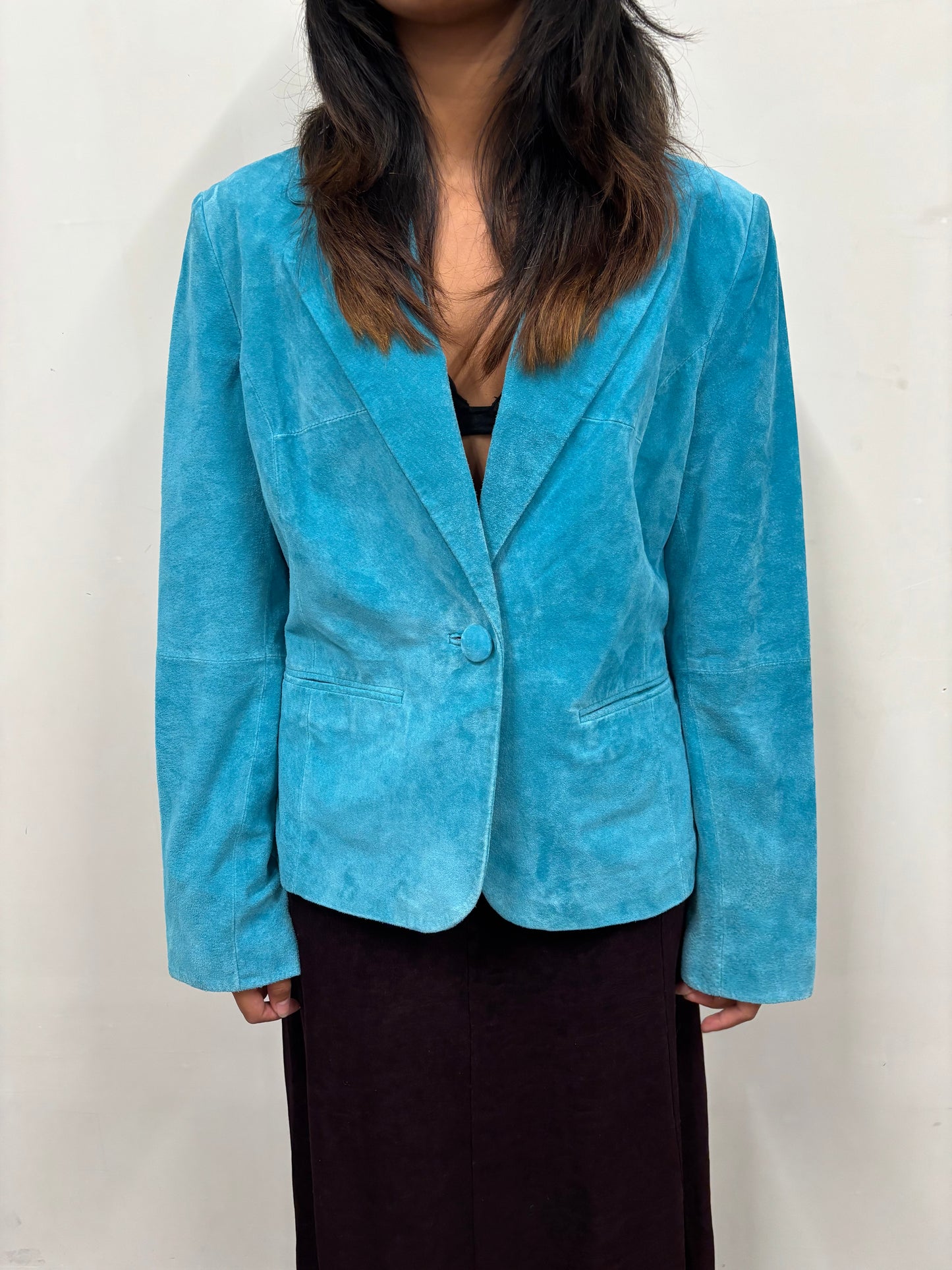 Vintage Blue Bernardo Suede Jacket