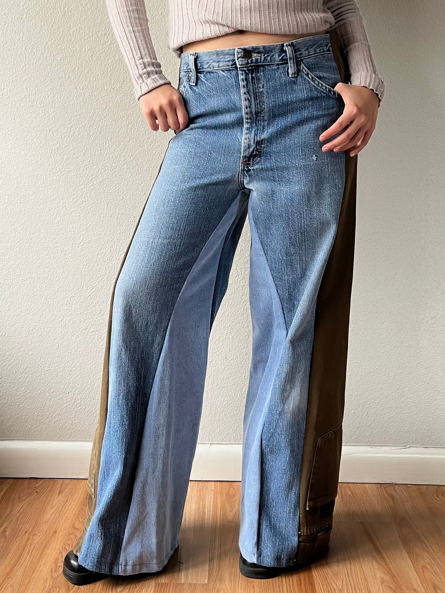 Reconstructed Lee Wide Denim Jeans