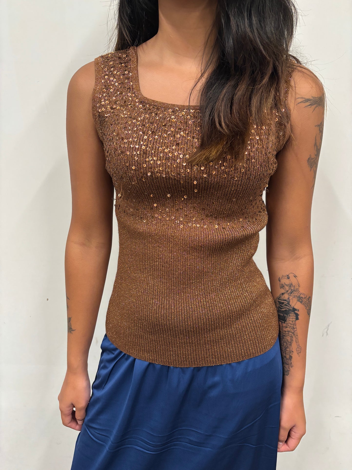 Gold Sequin Tank Top