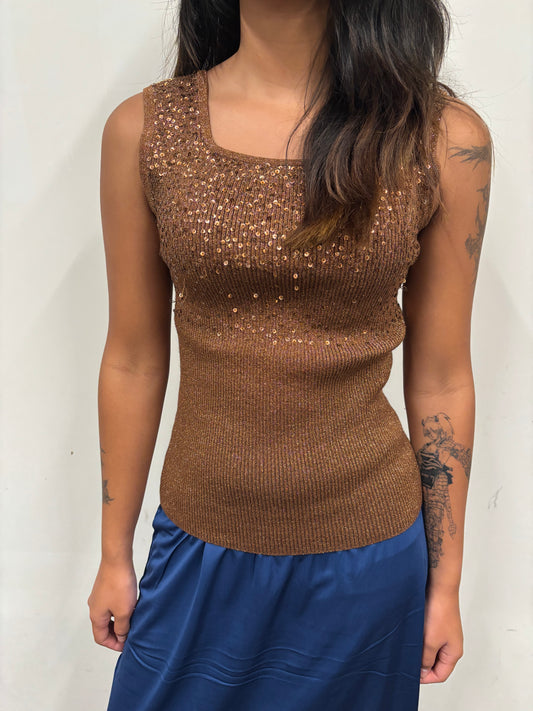Gold Sequin Tank Top