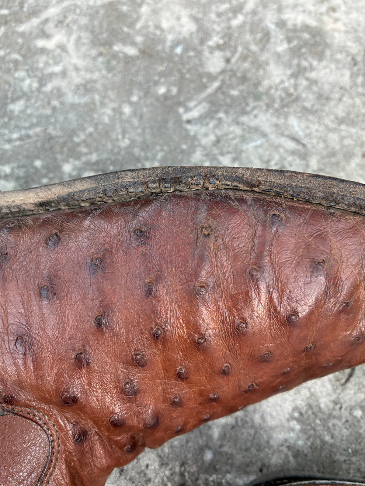 Vintage 1980s Justin Brown Ostrich Leather Cowboy Boots