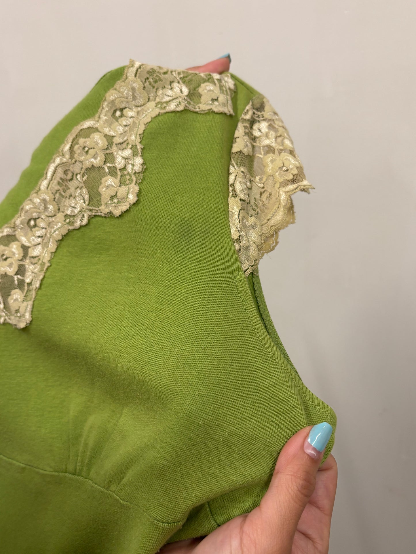 Green Lace Detail Top