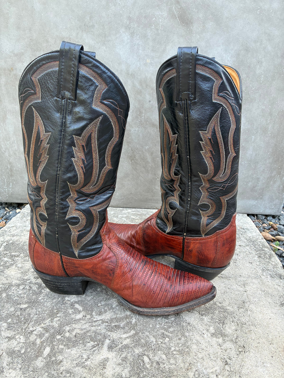 Vintage Tony Lama Brown Lizard Cowboy Boots