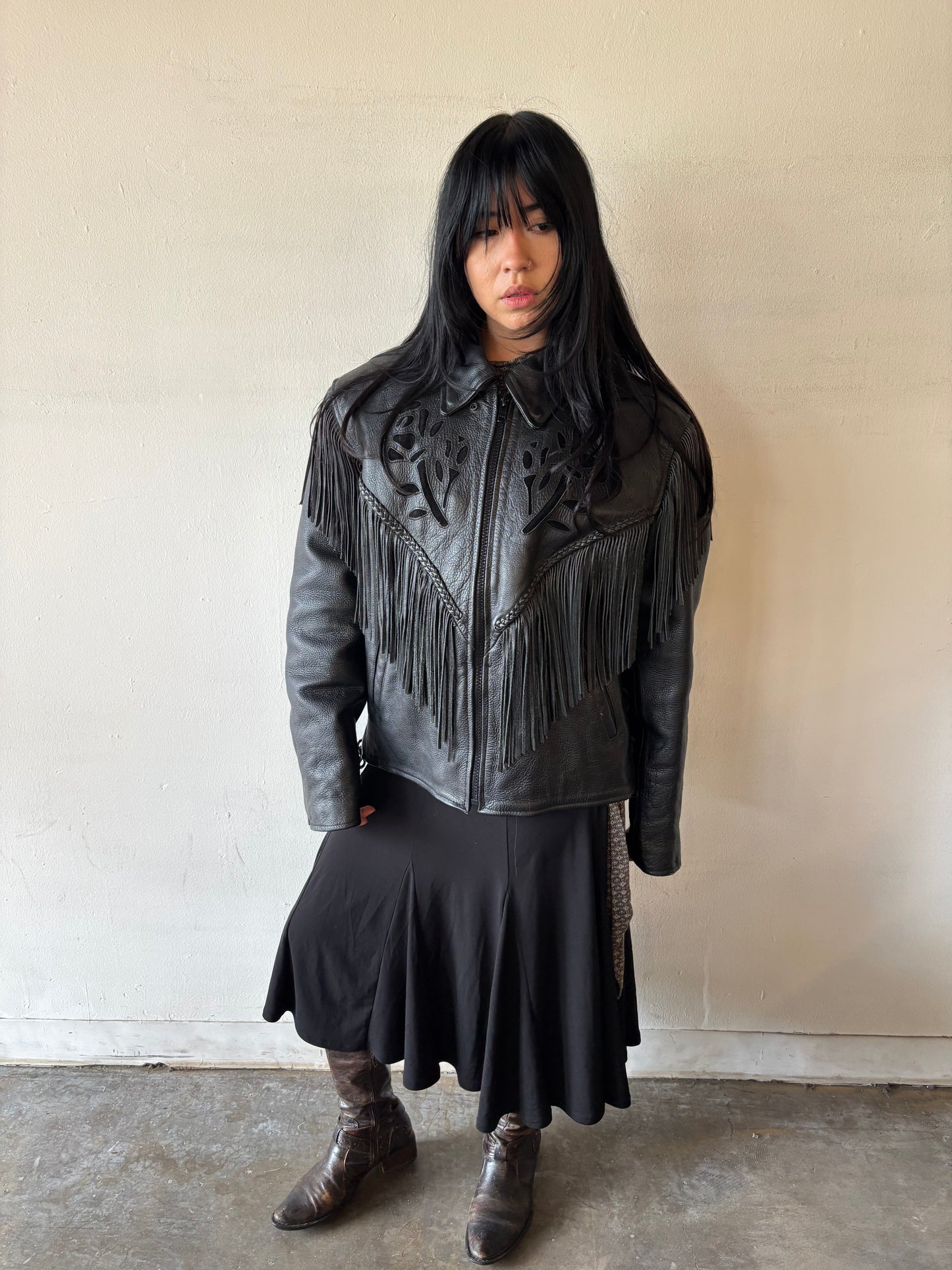 Vintage Leather Fringed Leather Jacket