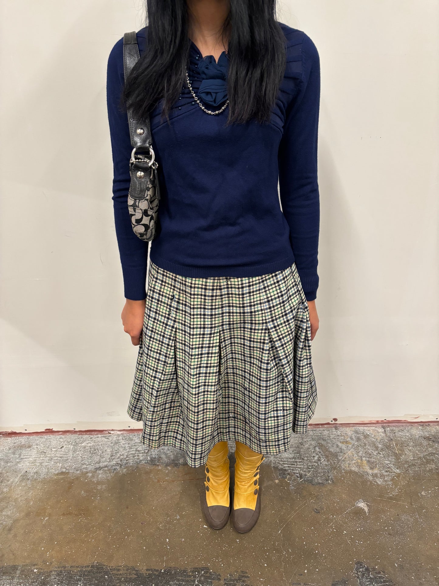 Daks Plaid Pleated Skirt