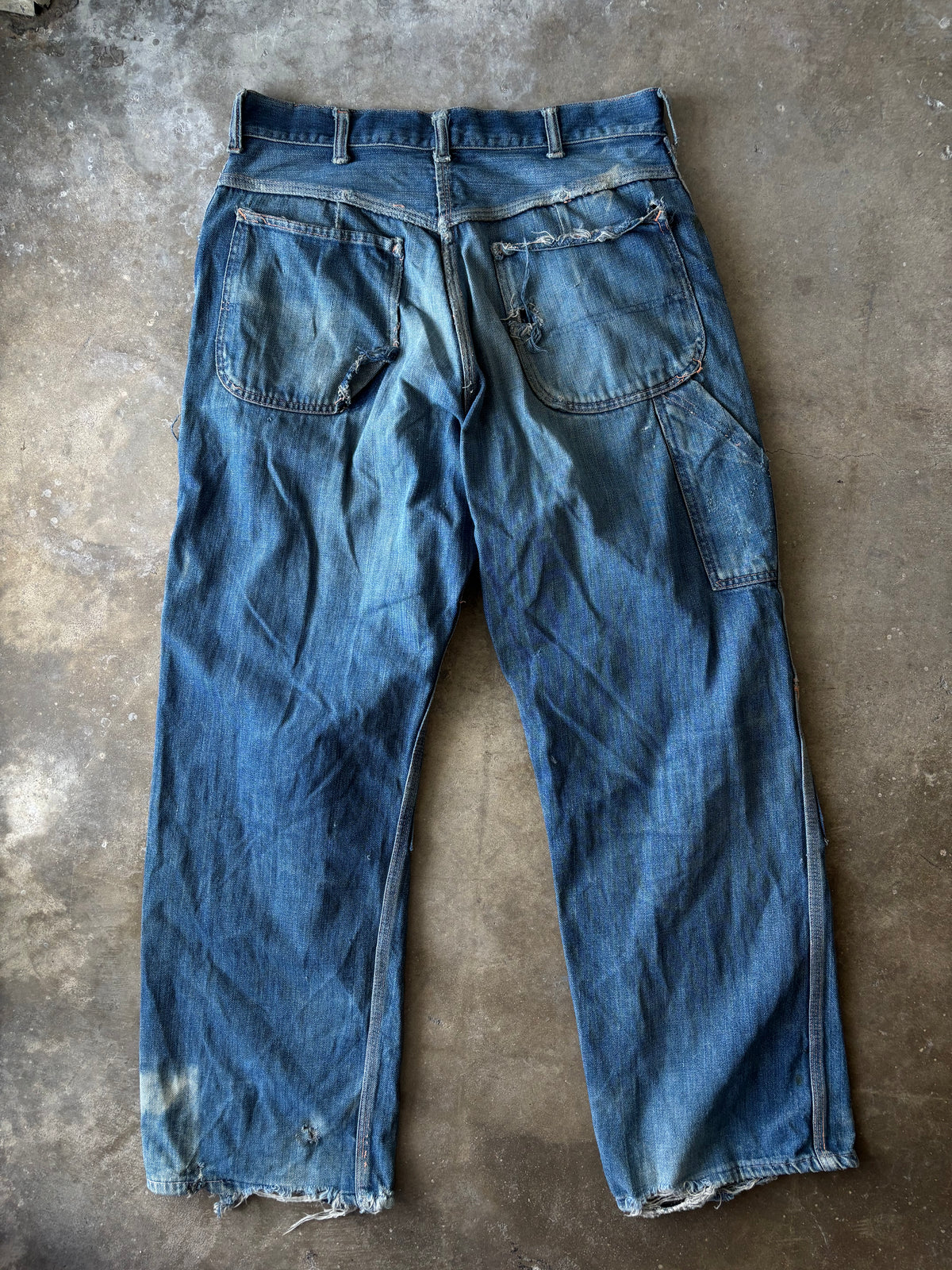 Vintage 1970s Big Mac Faded Distressed Repaired Denim Jeans