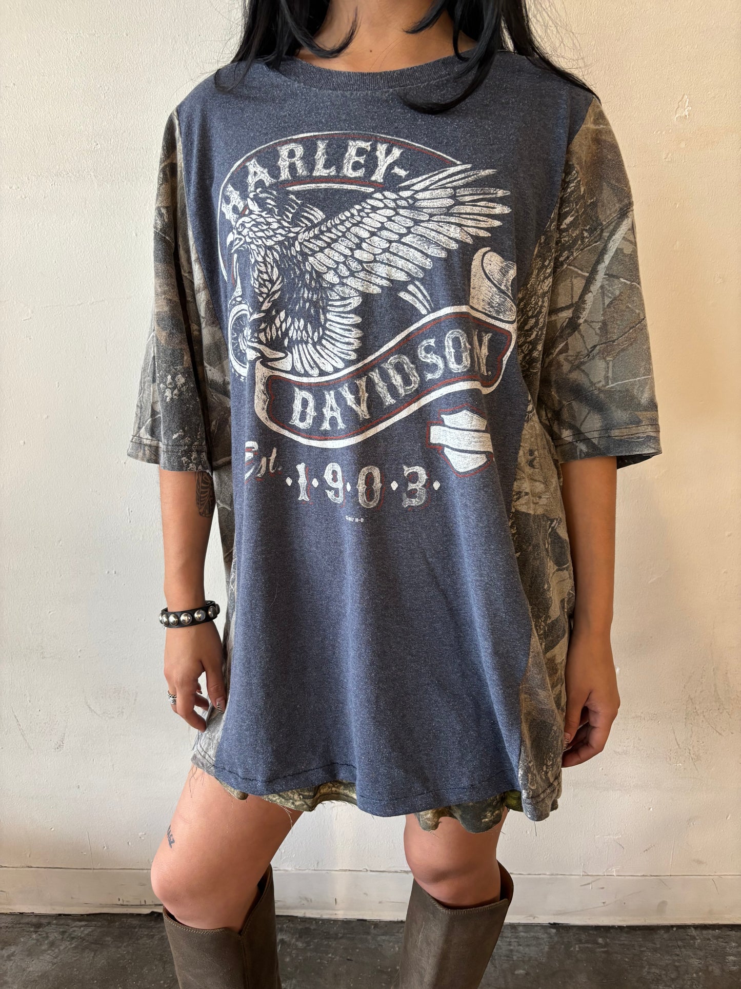 Reworked Harley Davidson Camo Shirt