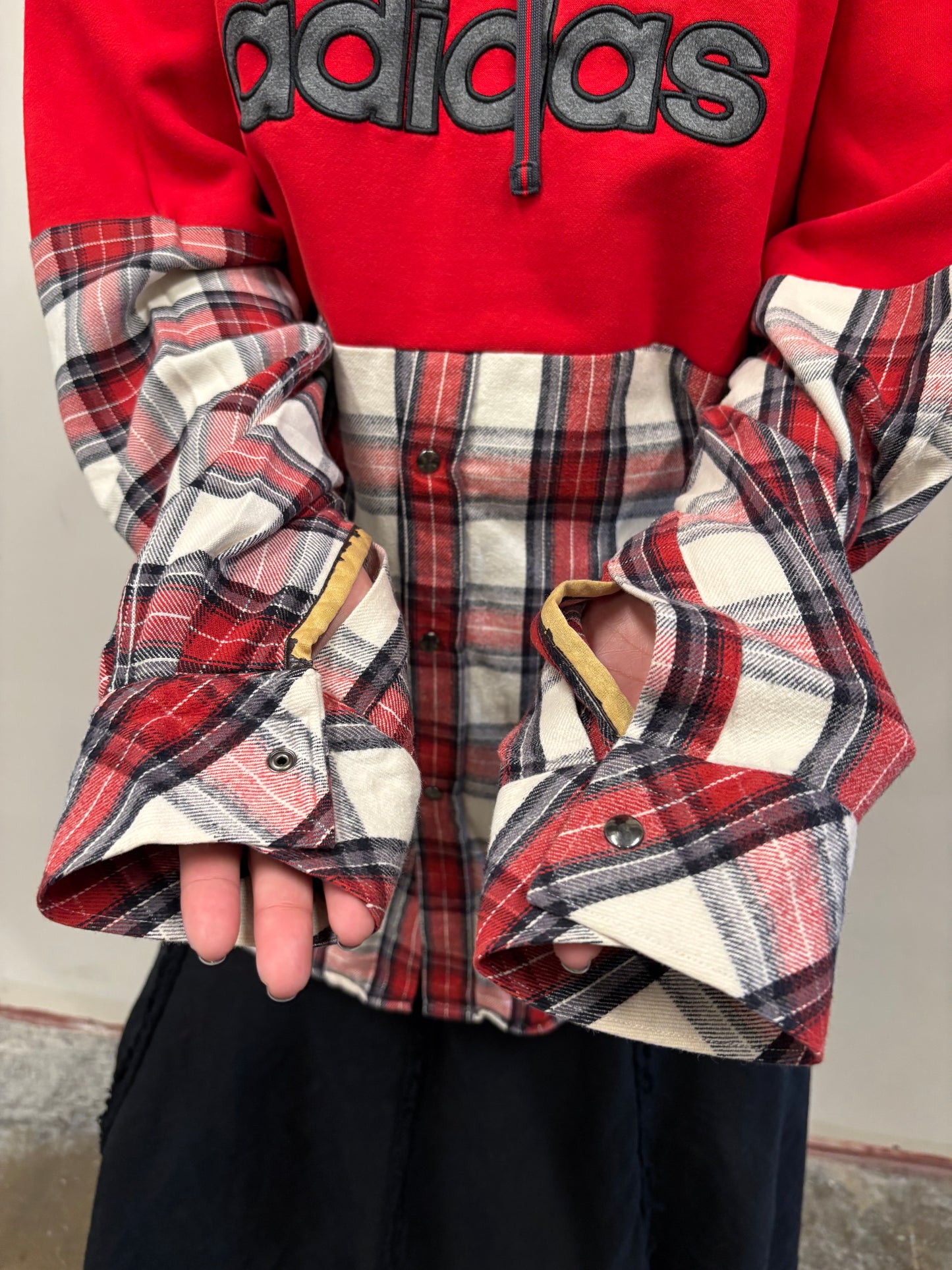 Reworked Adidas Flannel Hoodie