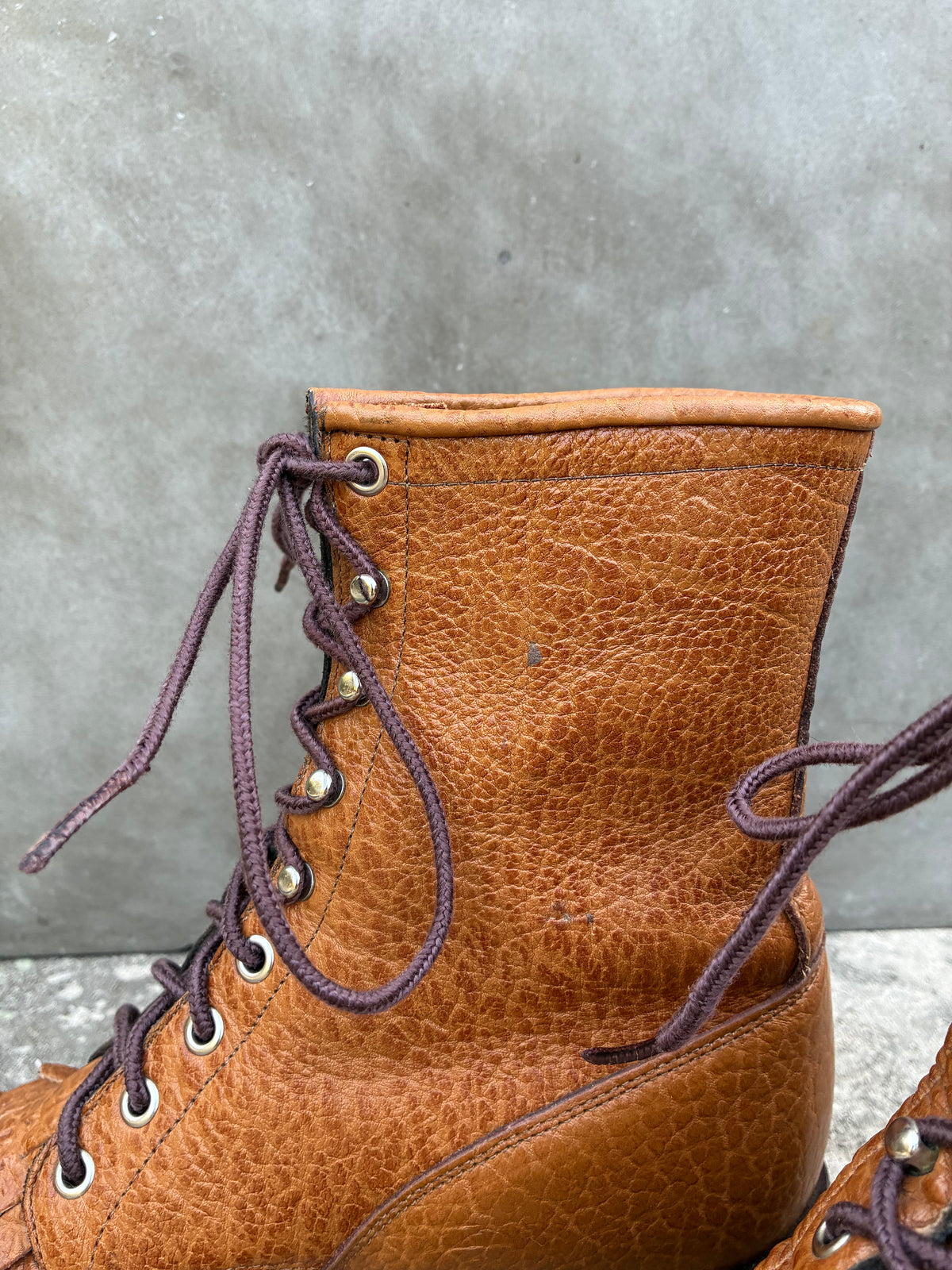 Vintage 80s Bullhide Justin Brown Lace Up Boots