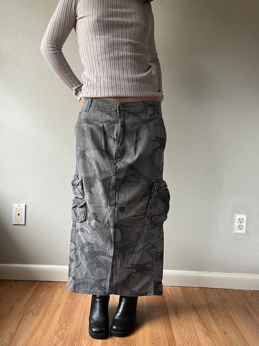 Grey Camo Wrangler Maxi Skirt