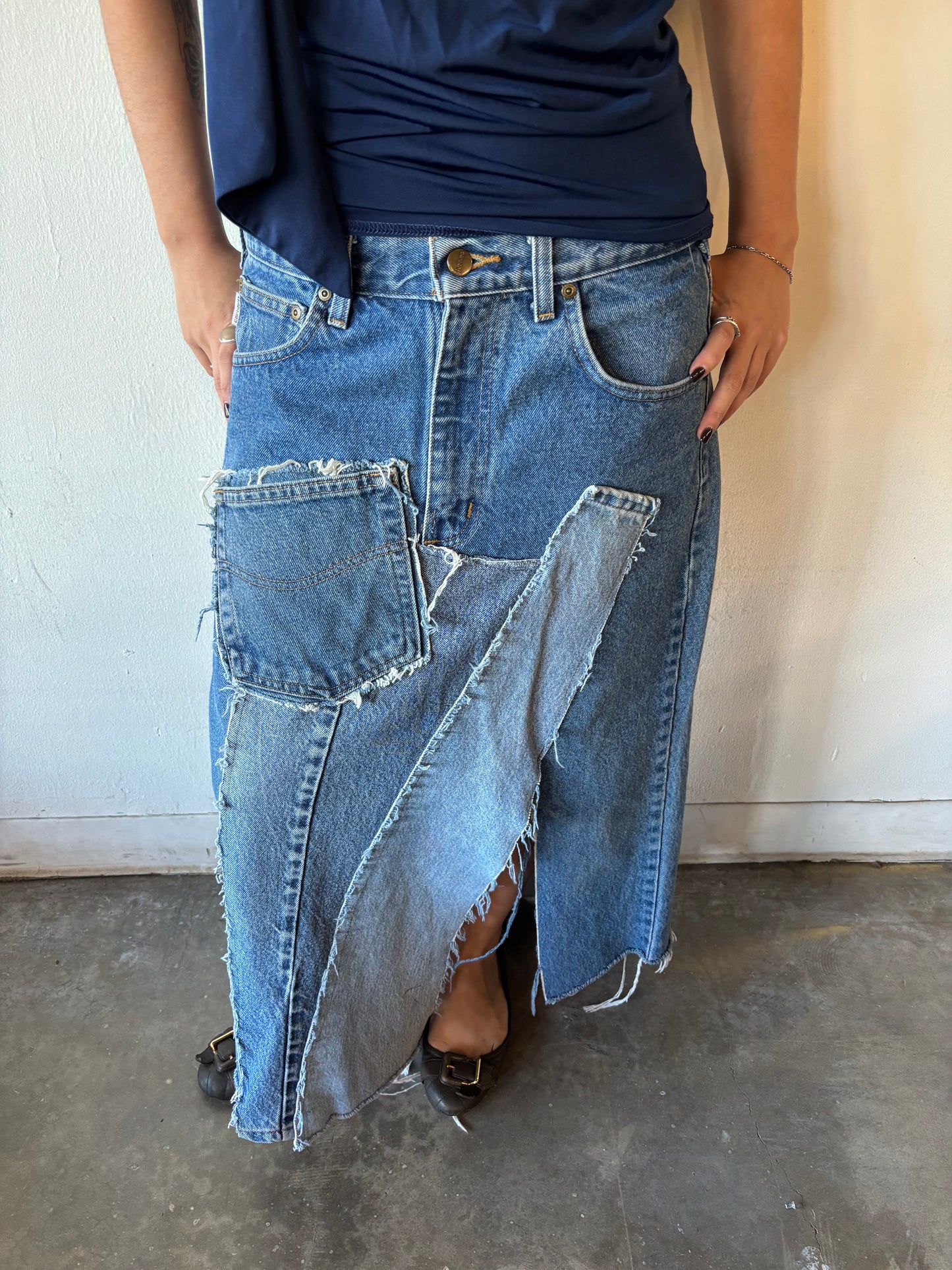 Reworked Carhartt Denim Patchwork Skirt