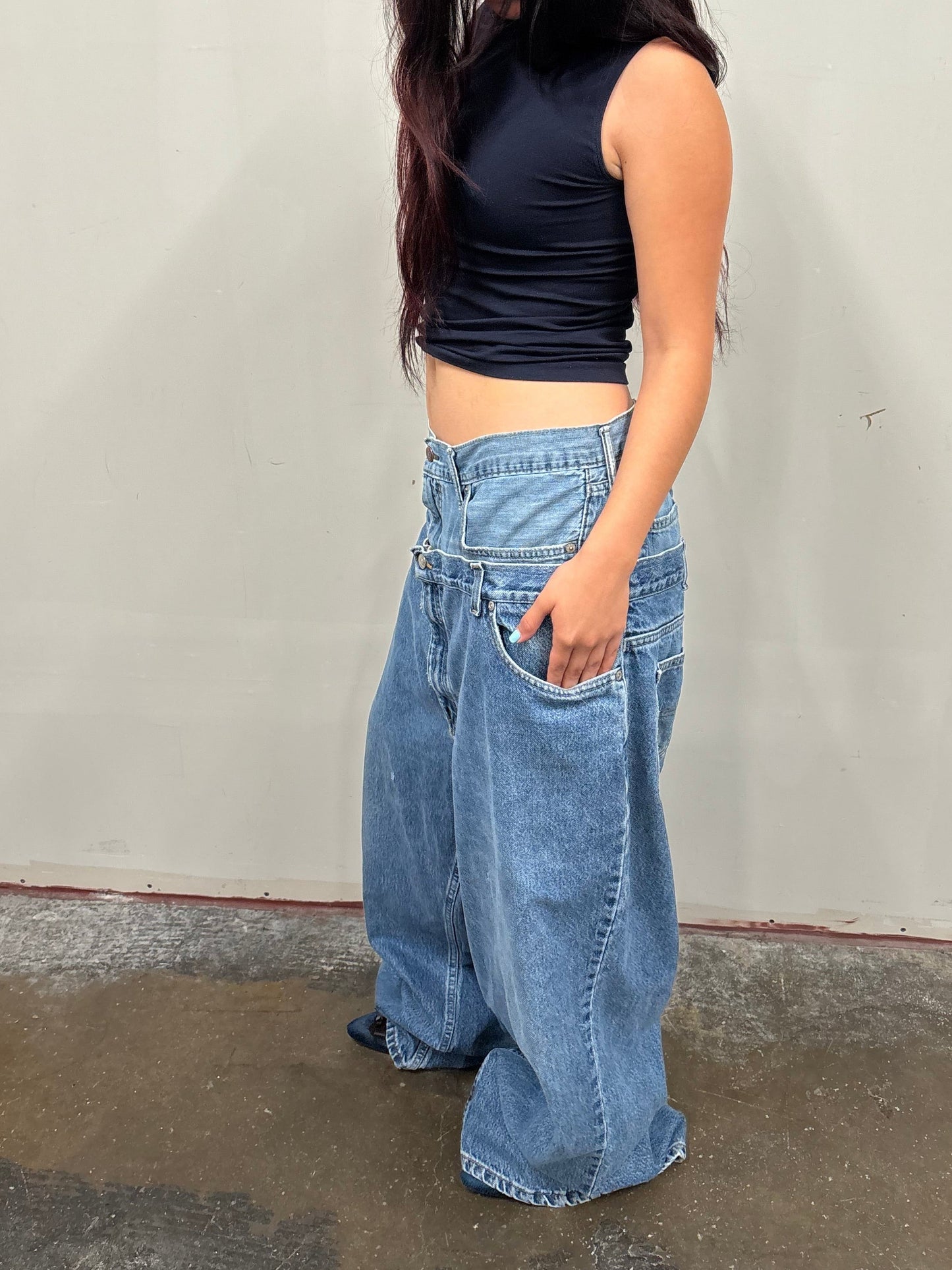 Reworked Double Denim Jeans