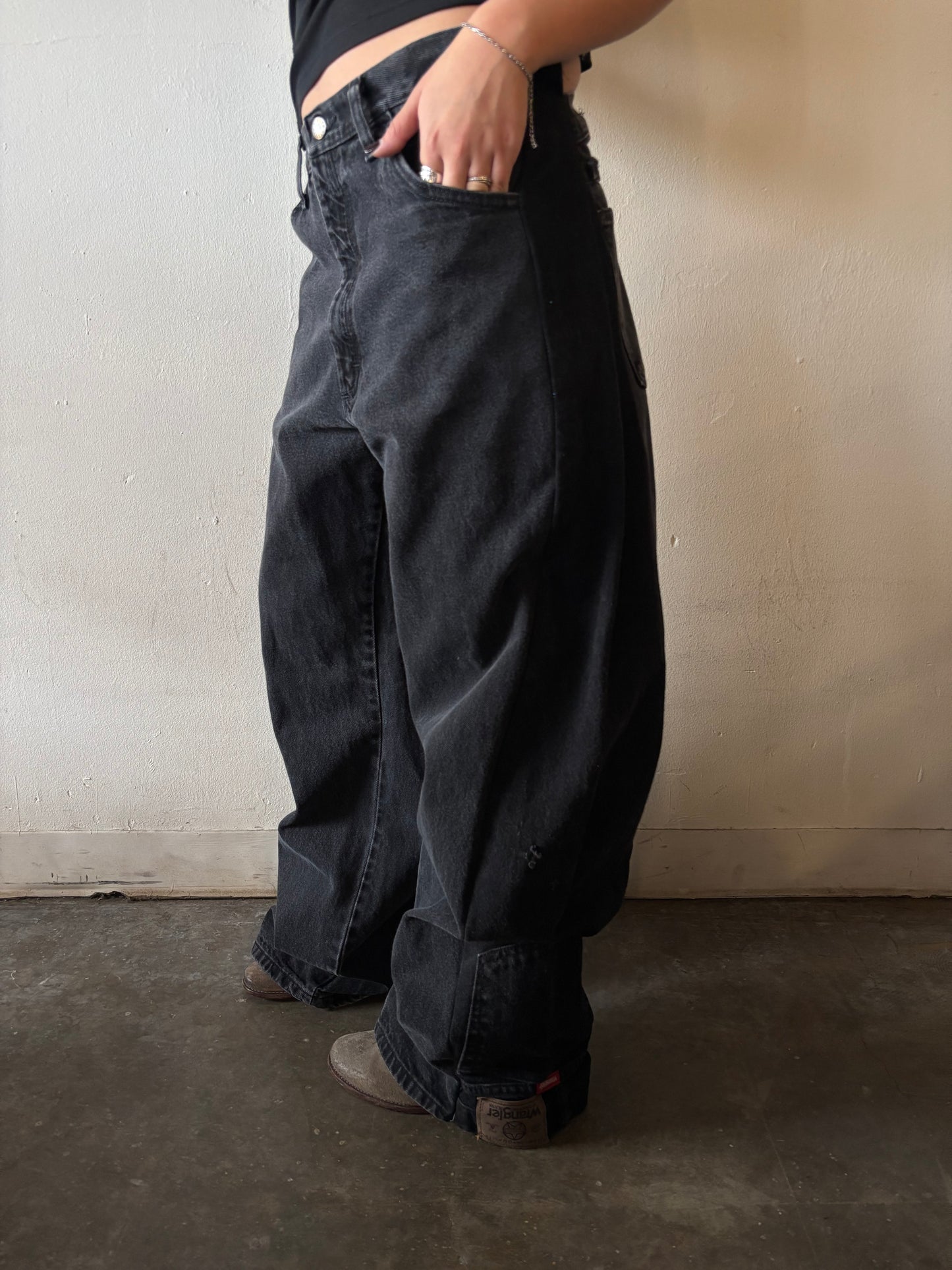 Reworked Black Split Jeans