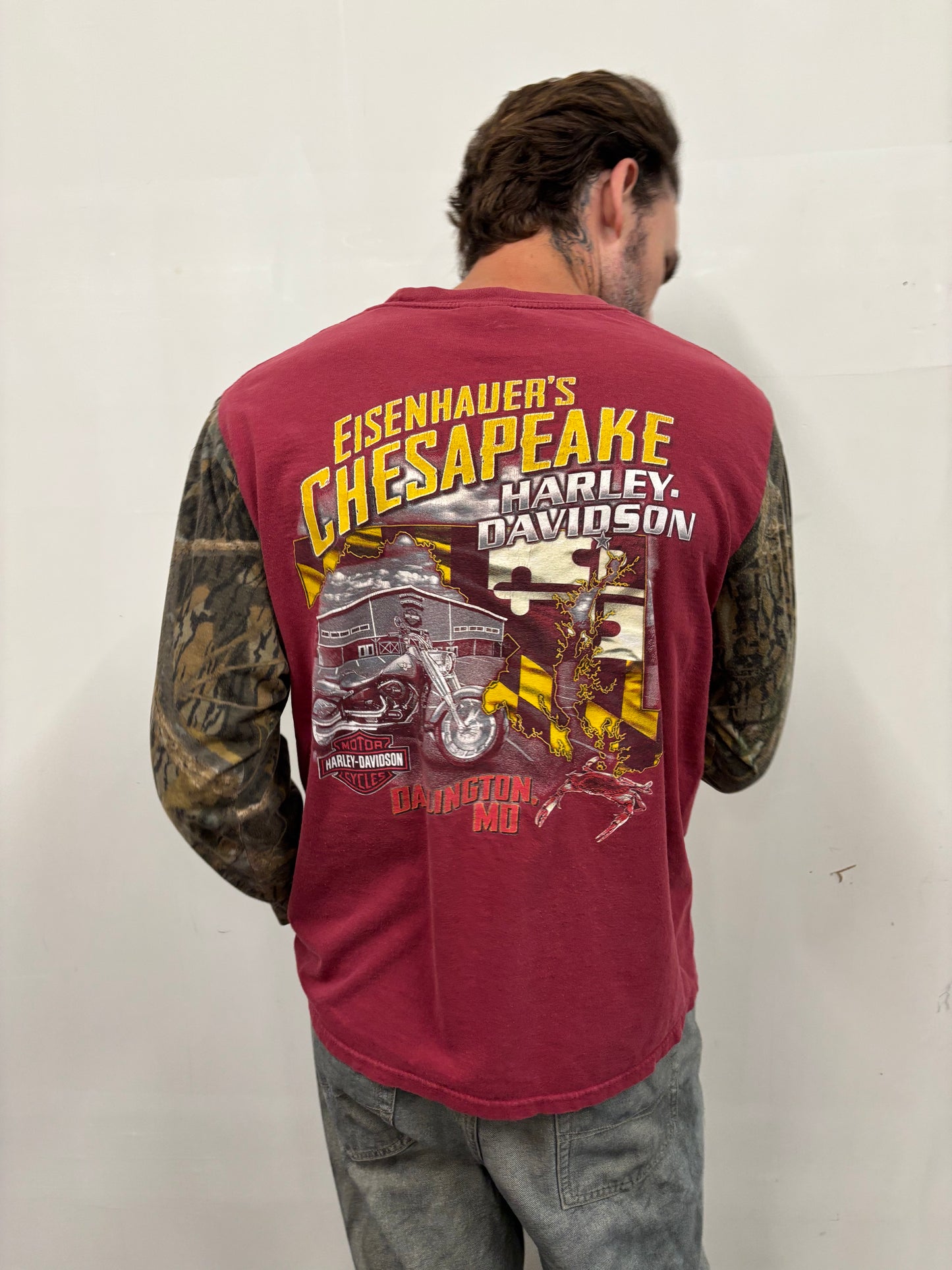 Reworked Harley Davidson Camo Shirt