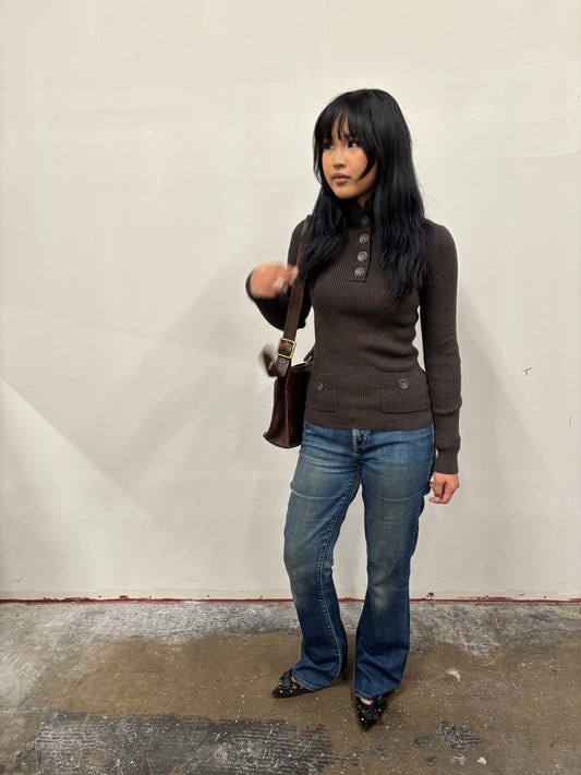 Brown Button Sweater