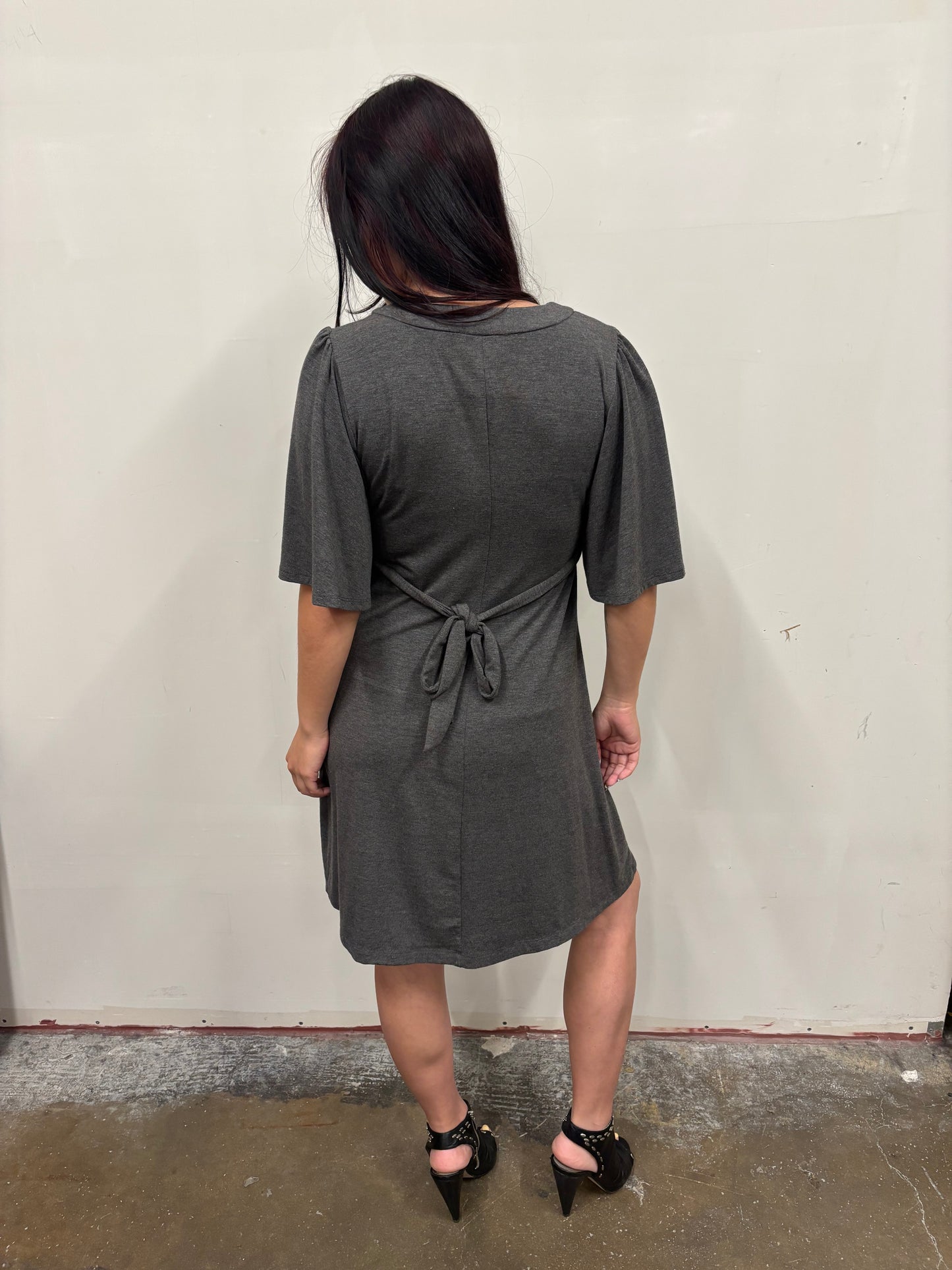 Grey Dress W/ Beaded Dress