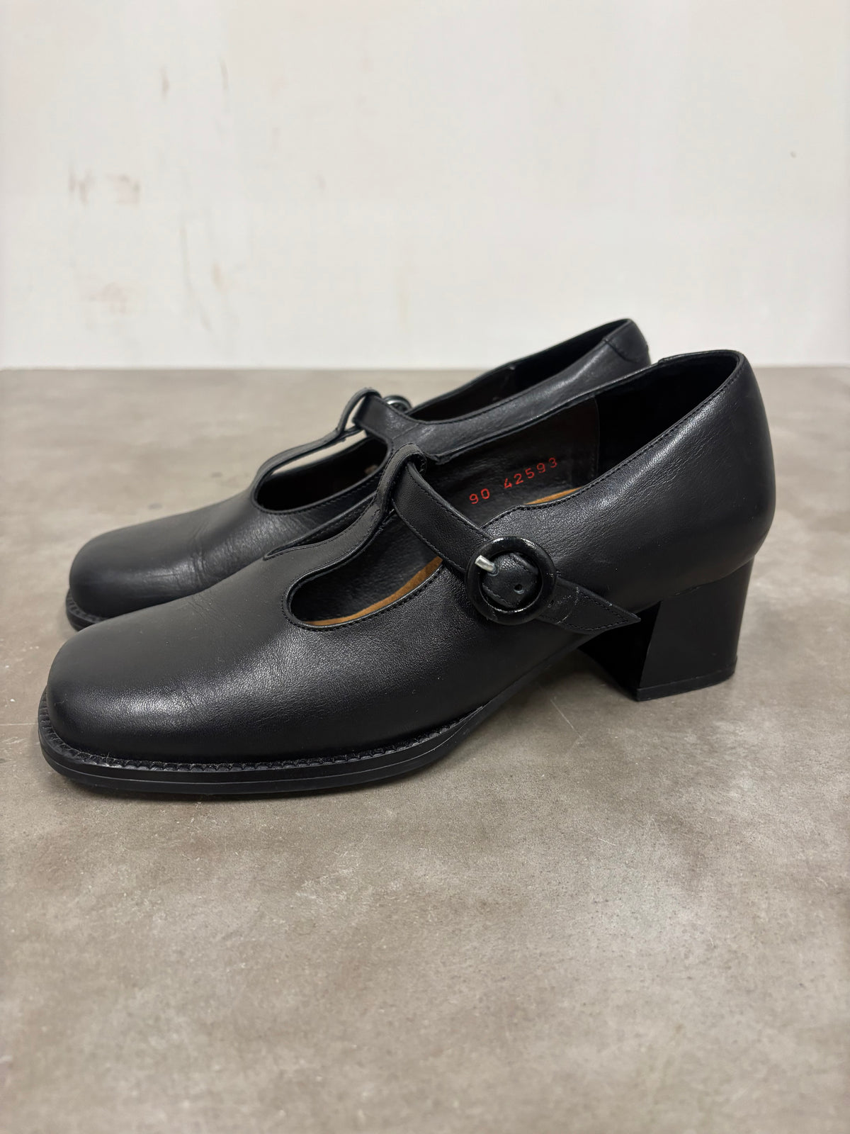 NAOT Black Leather Mary Jane Heels